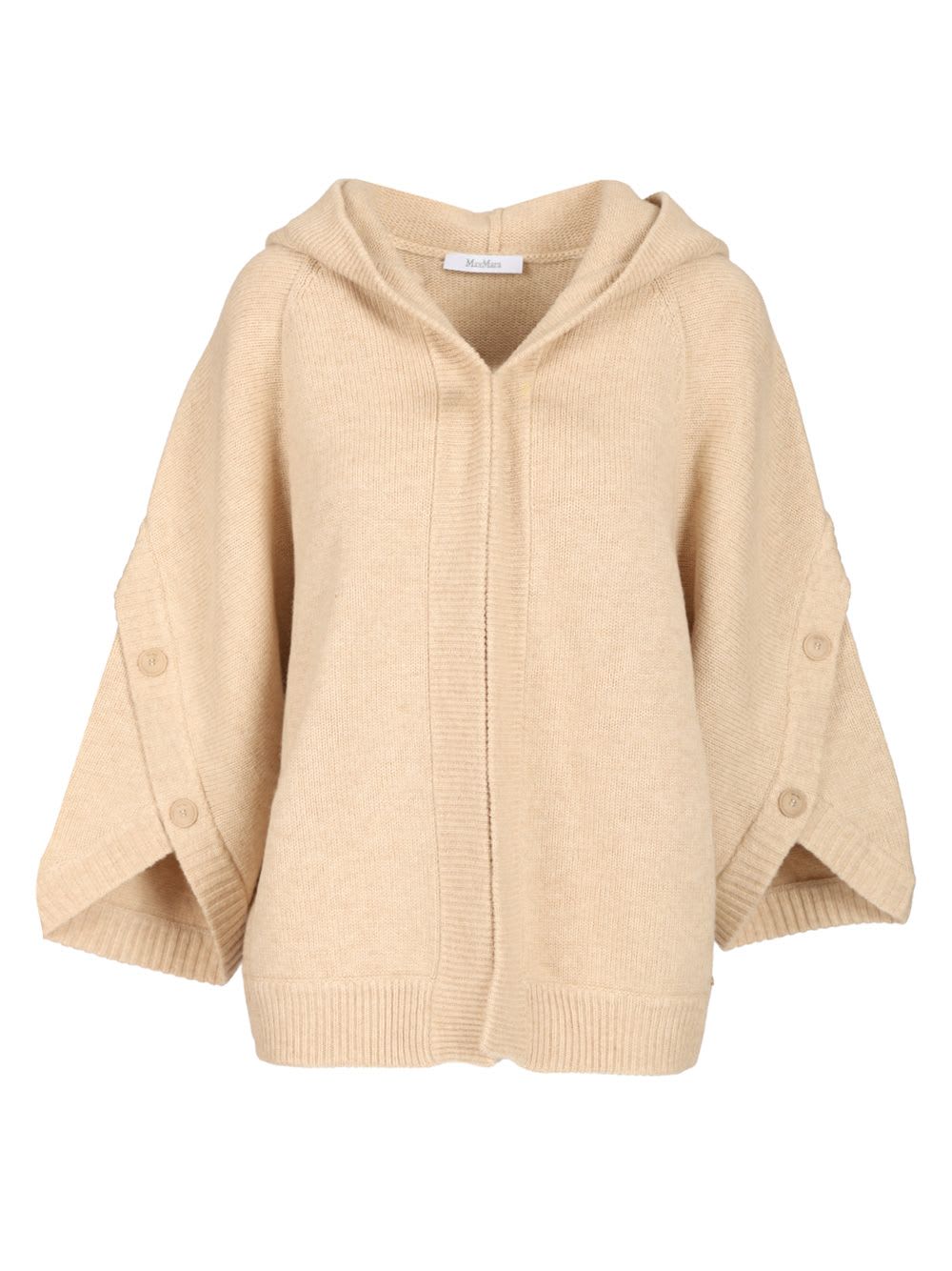 Max Mara Buttoned Drop Shoulder Hooded Ribbed Jacket