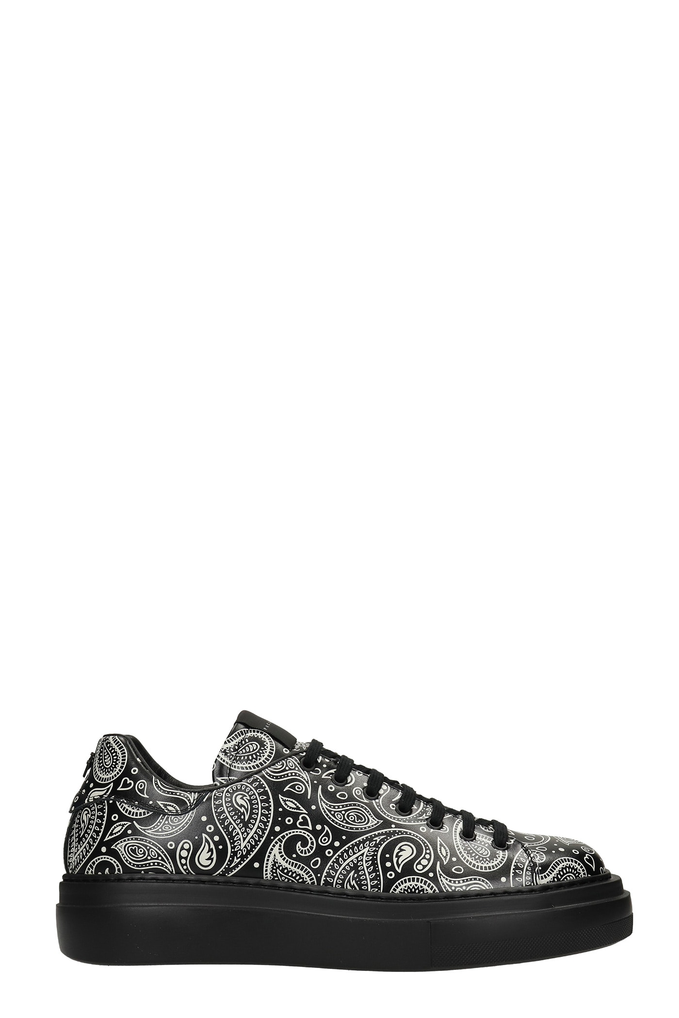 Cesare Paciotti Bandana Print Sneakers In Black Leather