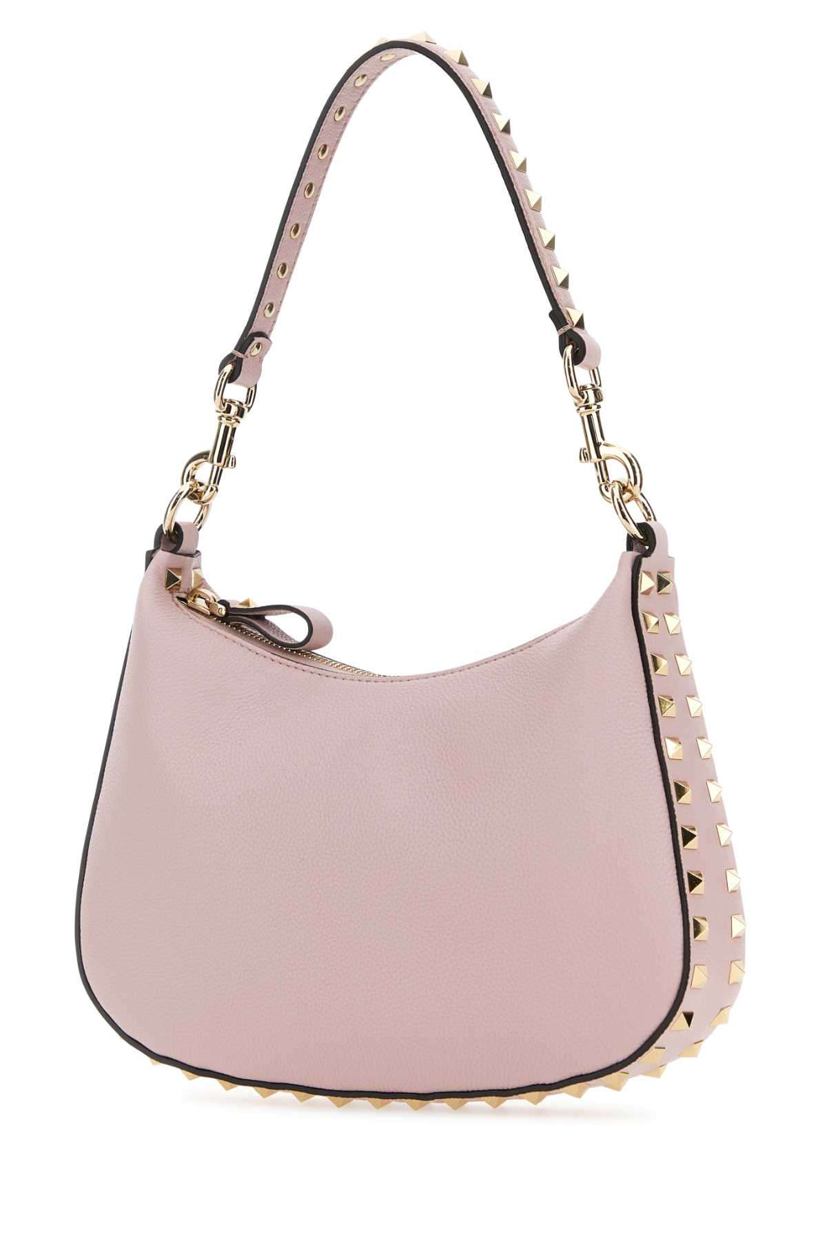 Valentino Garavani Lilac Leather Small Hobo Rockstud Shoulder Bag In Pink
