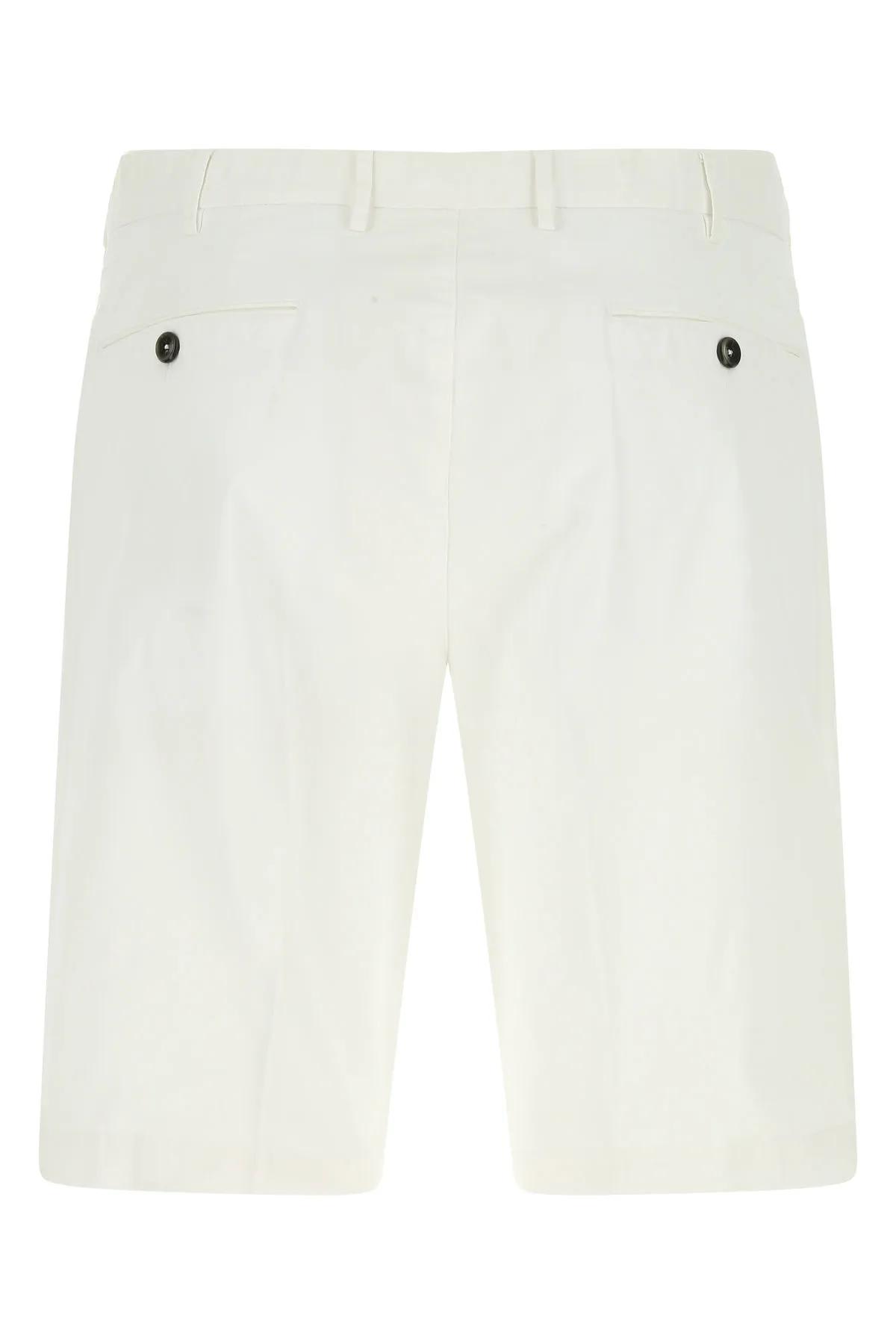 Shop Pt01 White Stretch Cotton Bermuda Shorts