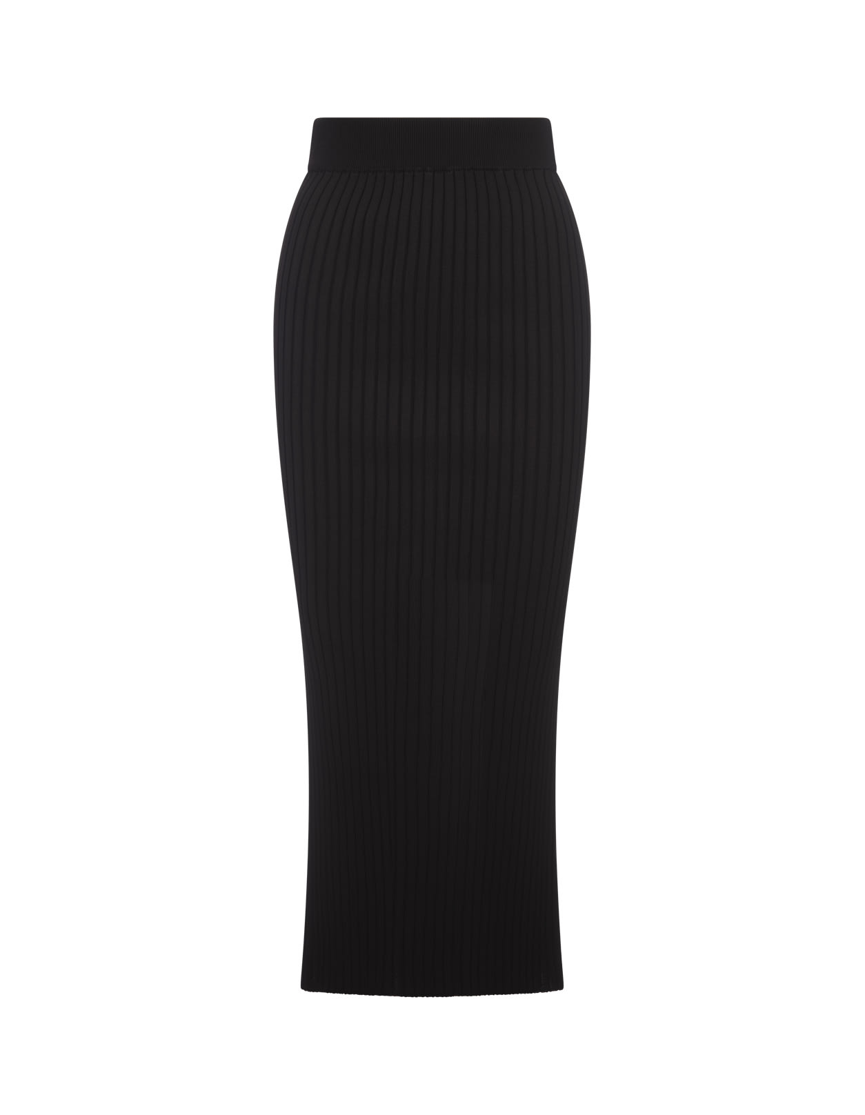 Shop Jil Sander Long Black Ribbed Skirt