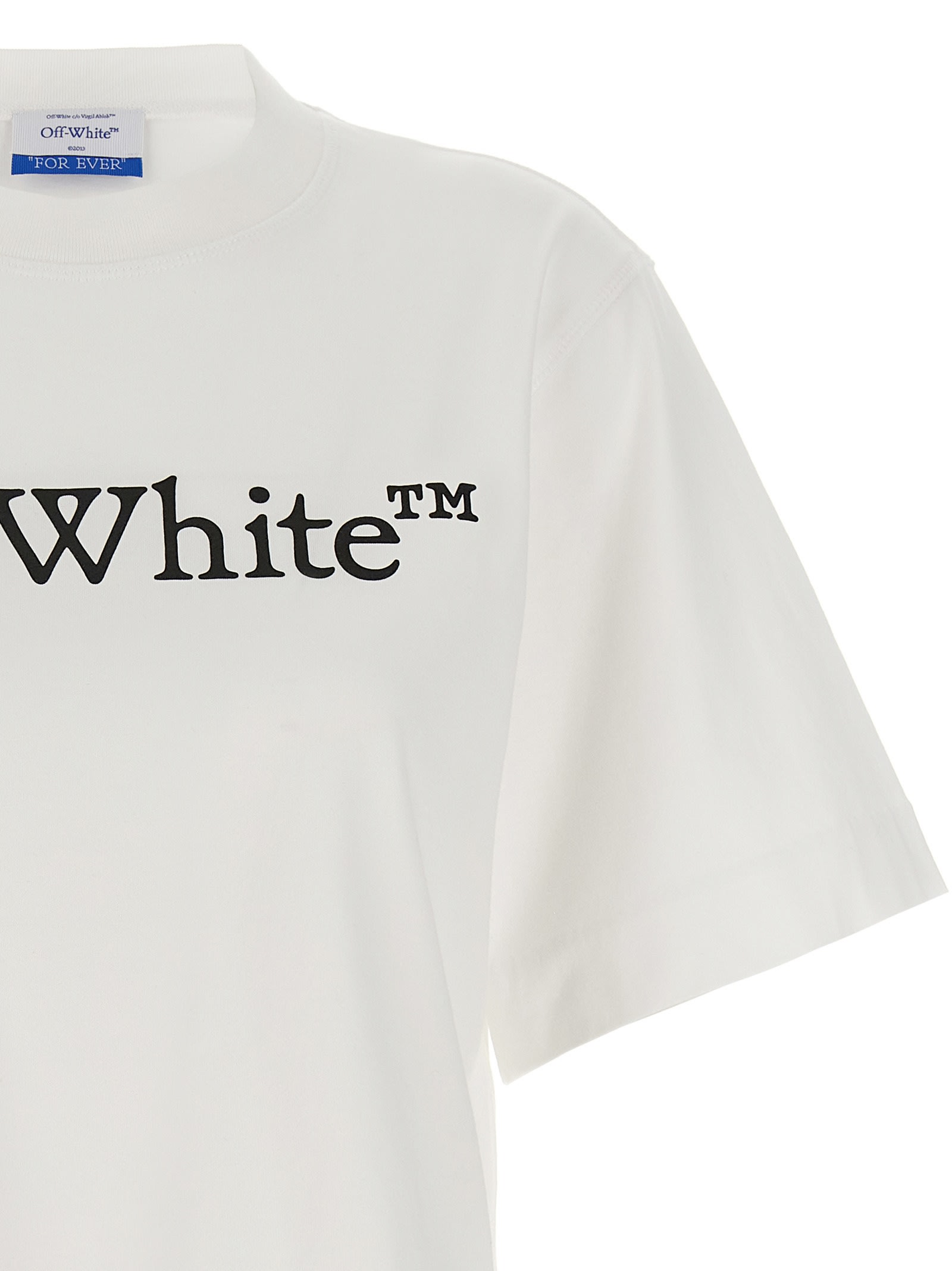 Off-white Off White Big Logo Bookish Cropped T Shirt In White