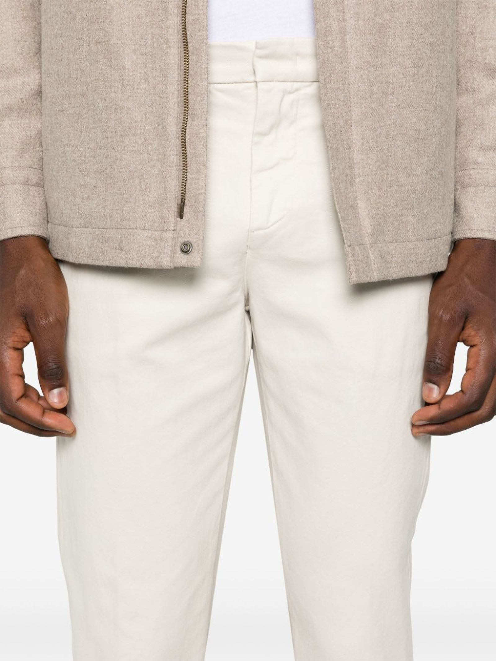 Shop Fay Ecru Cotton Blend Chinos In Beige