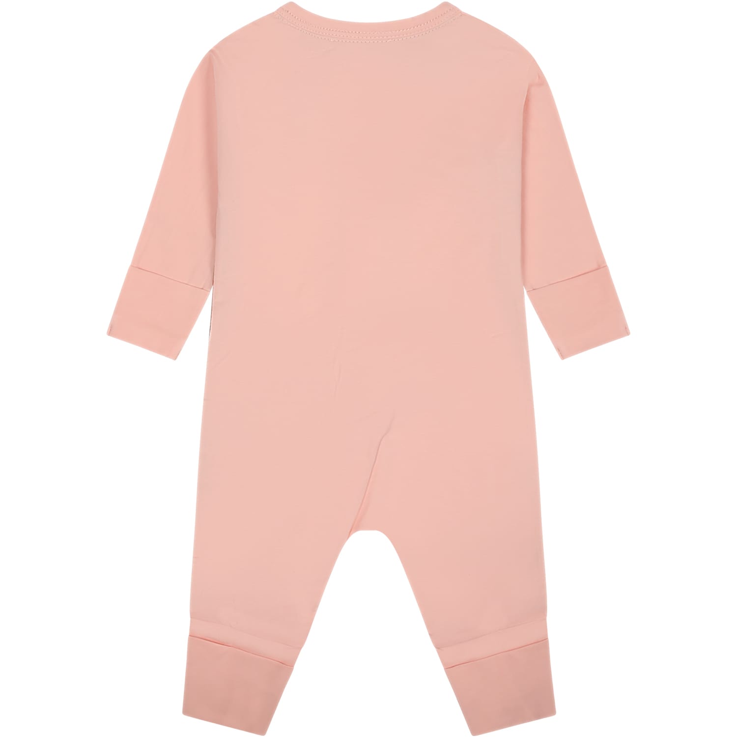 Shop Burberry Pink Set For Baby Girl With Logo In Pale Peach