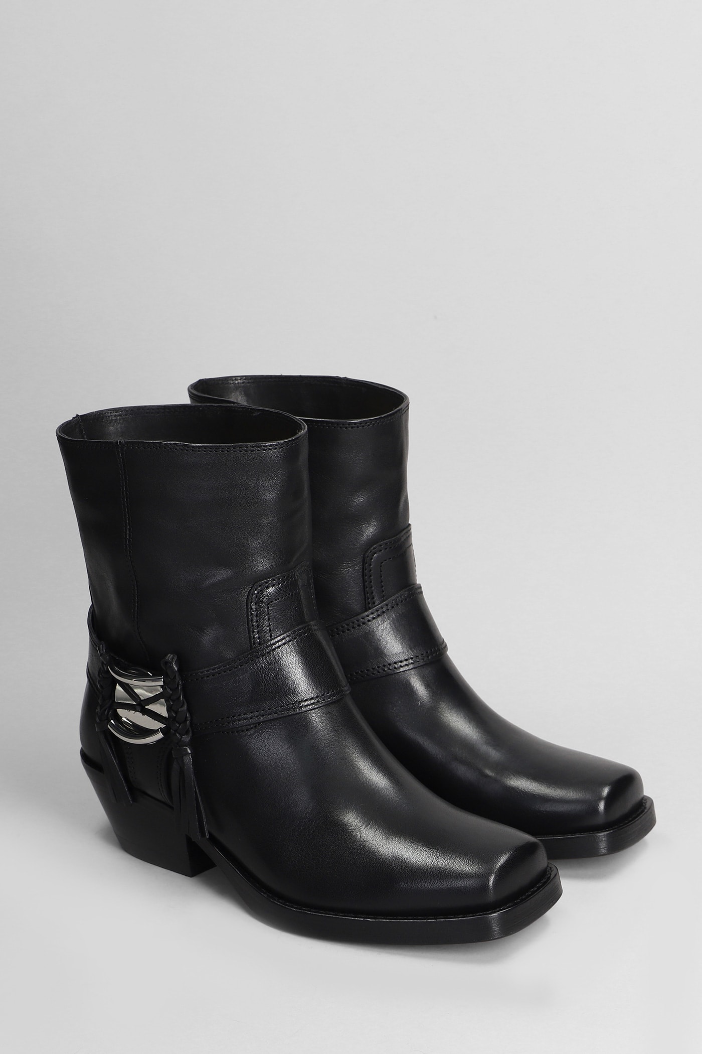 Shop Isabel Marant Akson Gaucho High Heels Ankle Boots In Black Leather