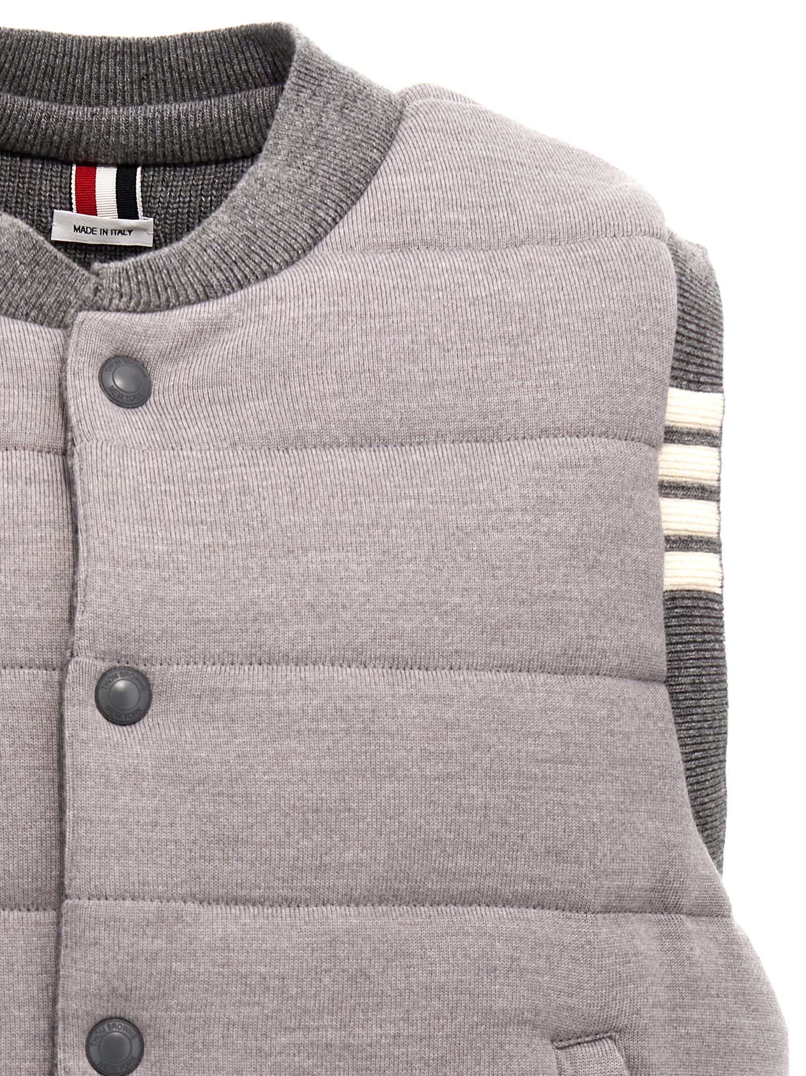 Thom Browne 4 Bar Reversible Wool Vest In Lt Grey