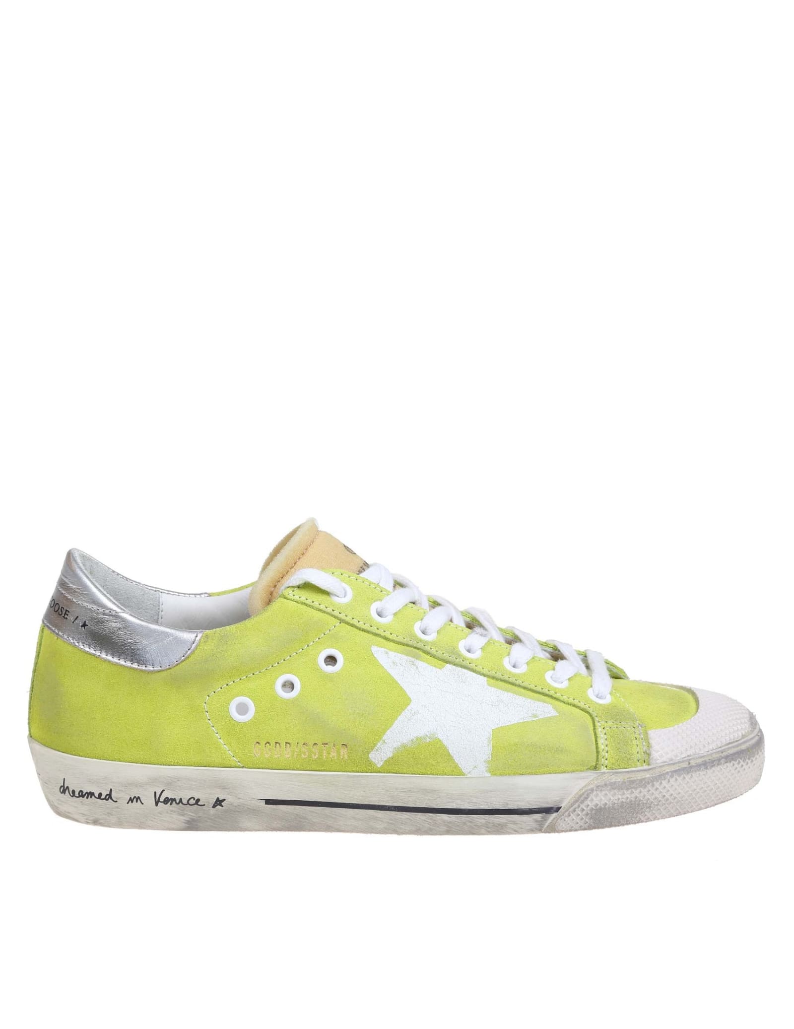Golden Goose Super Star Sneakers In Lime Green Suede