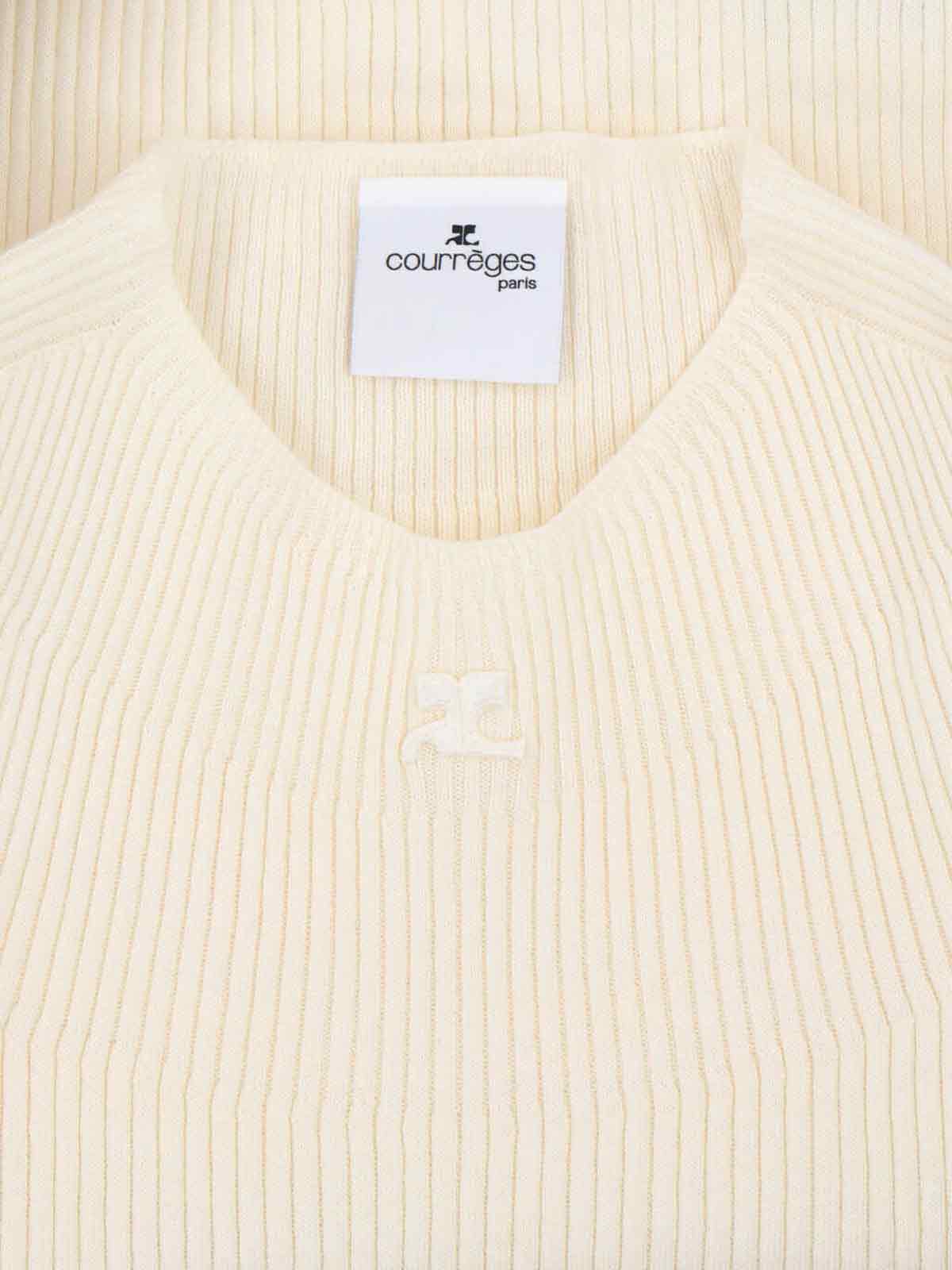 Shop Courrèges Solar Light Logo Sweater In Crema