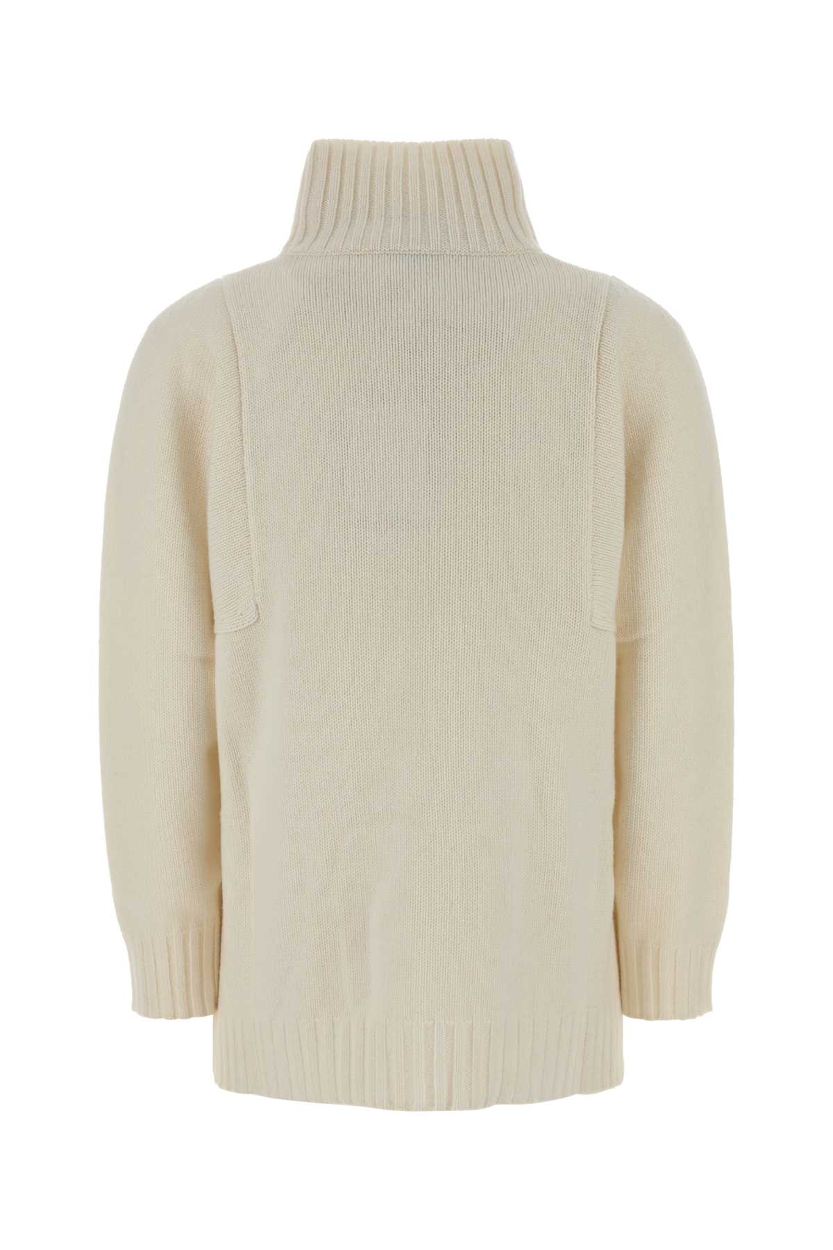 Max Mara Cashmere Aceti Sweater Featuring Ribbed Turtleneck In Neutral