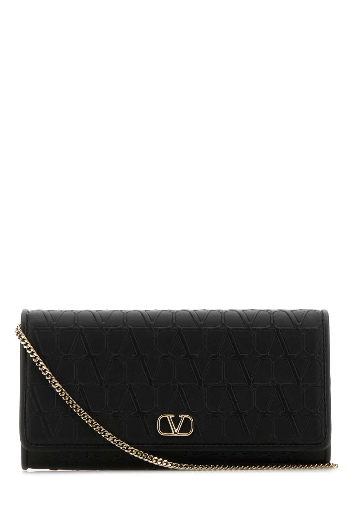 Valentino Garavani Black Leather Vlogo Crossbody Bag In Nero