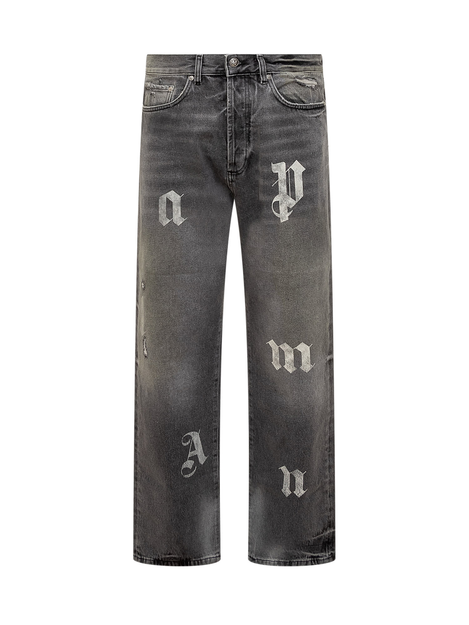 Shop Palm Angels Jeans With Logo In Denim