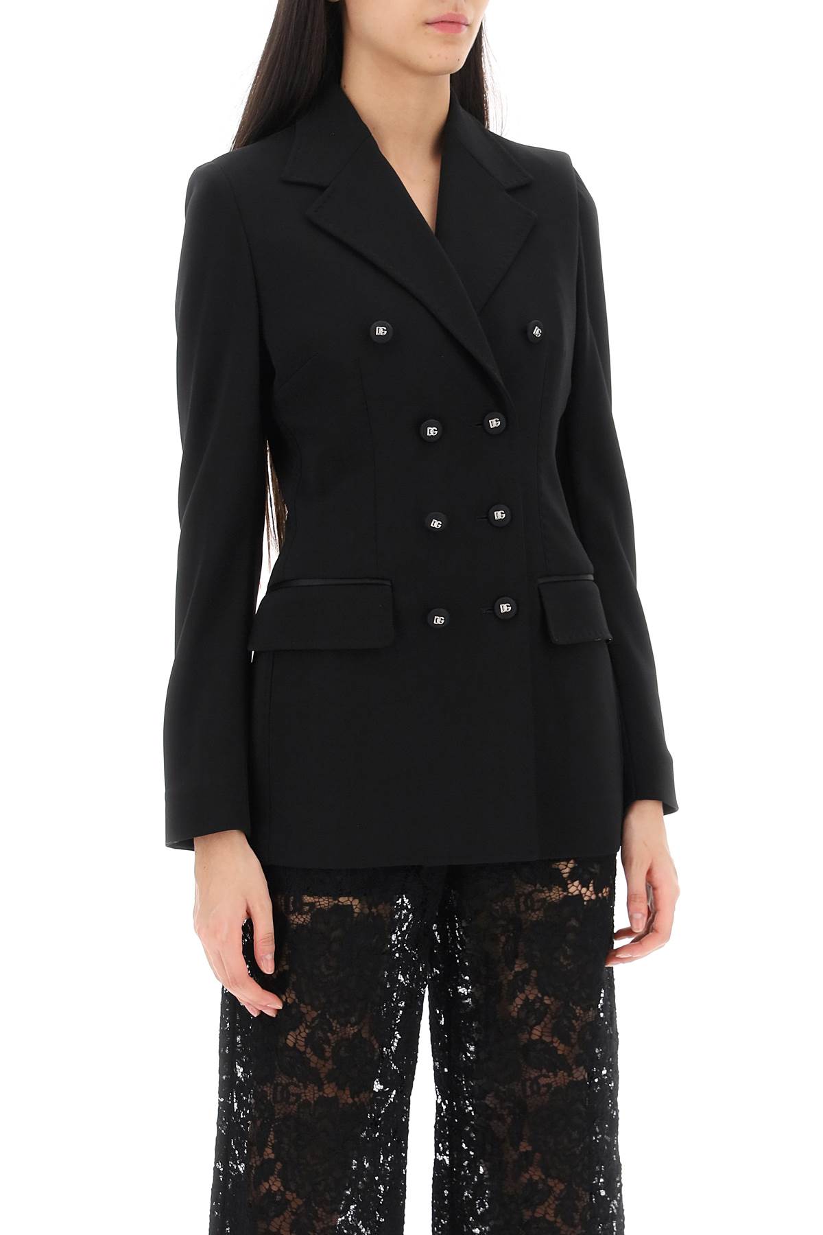 Dolce & Gabbana Double-breasted Fitted Suit Jacket In Black