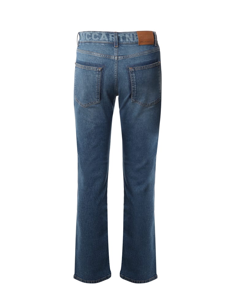 Shop Stella Mccartney Flared Jeans In Cotton In Medium Blue