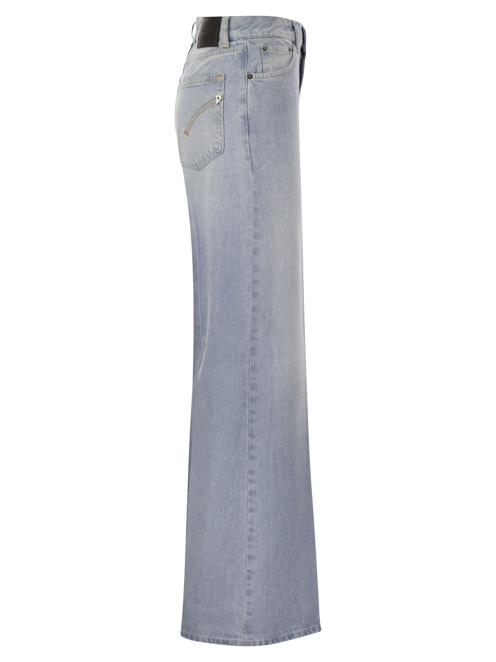 Shop Dondup Amber - Wide-leg Jeans In Light Denim