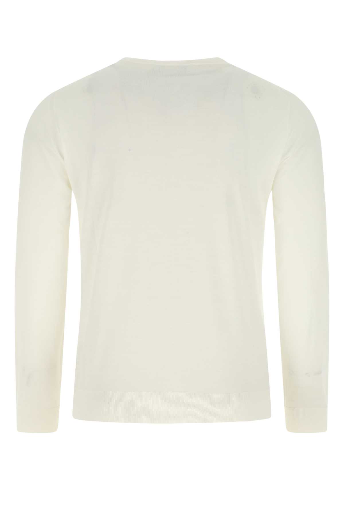 Shop Prada Ivory Wool Sweater In F0009