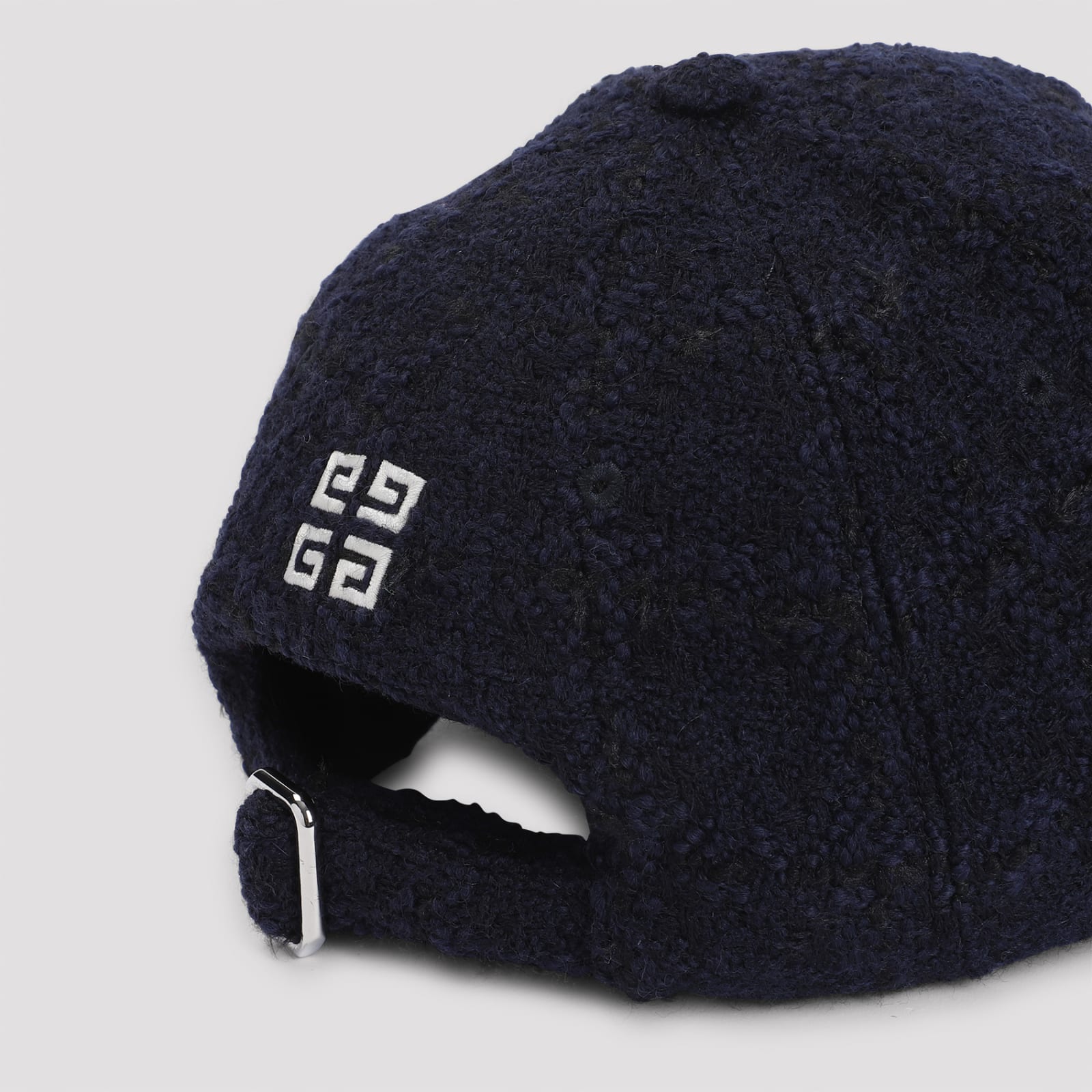 Shop Givenchy Embroidered Cap In Tweed In Dark Blue