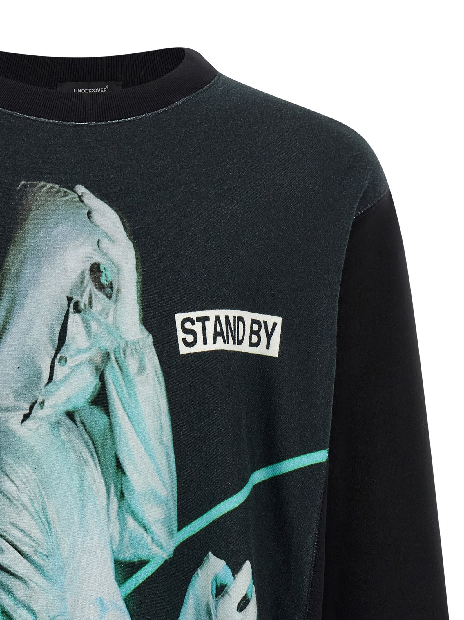 Undercover Brushed Cotton Oversized Sweatshirt With Graphic Print In Black