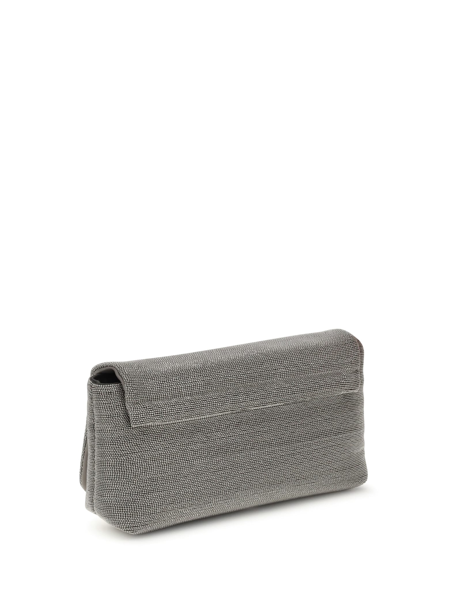 Brunello Cucinelli Precious Flap Shoulder Bag In Gray