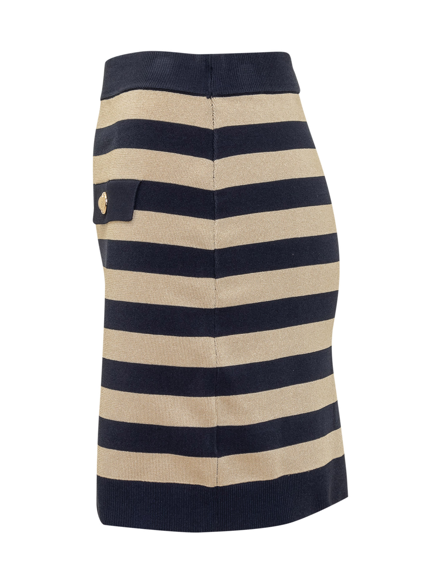 Shop Michael Michael Kors Meltic Stripes Skirt In Midnight