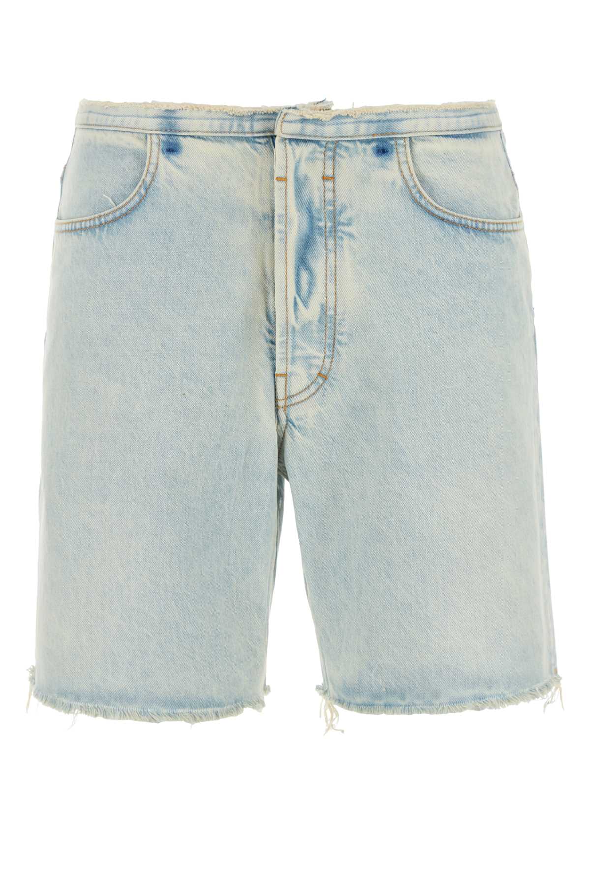 Shop Givenchy Denim Bermuda Shorts In Paleblue