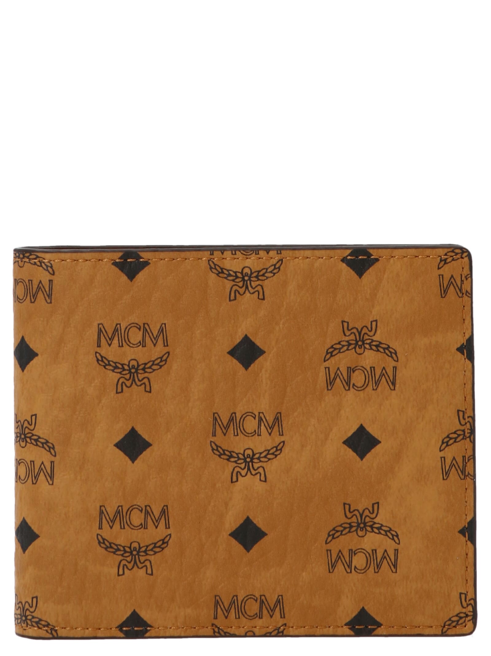 Mcm Aren Flap Trifold Mini Wallet In Oatmeal