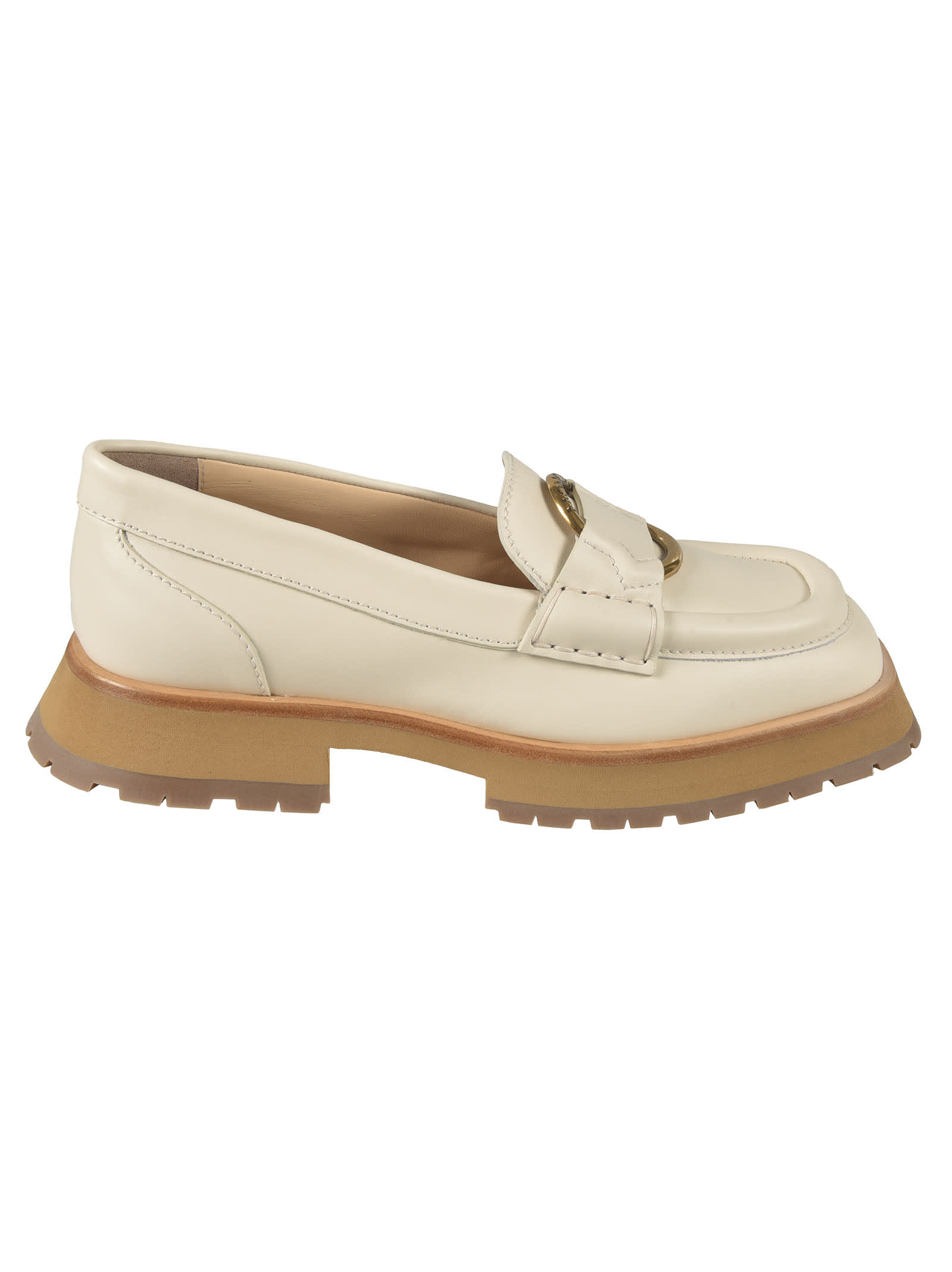 Shop Moncler Bell Loafers In White