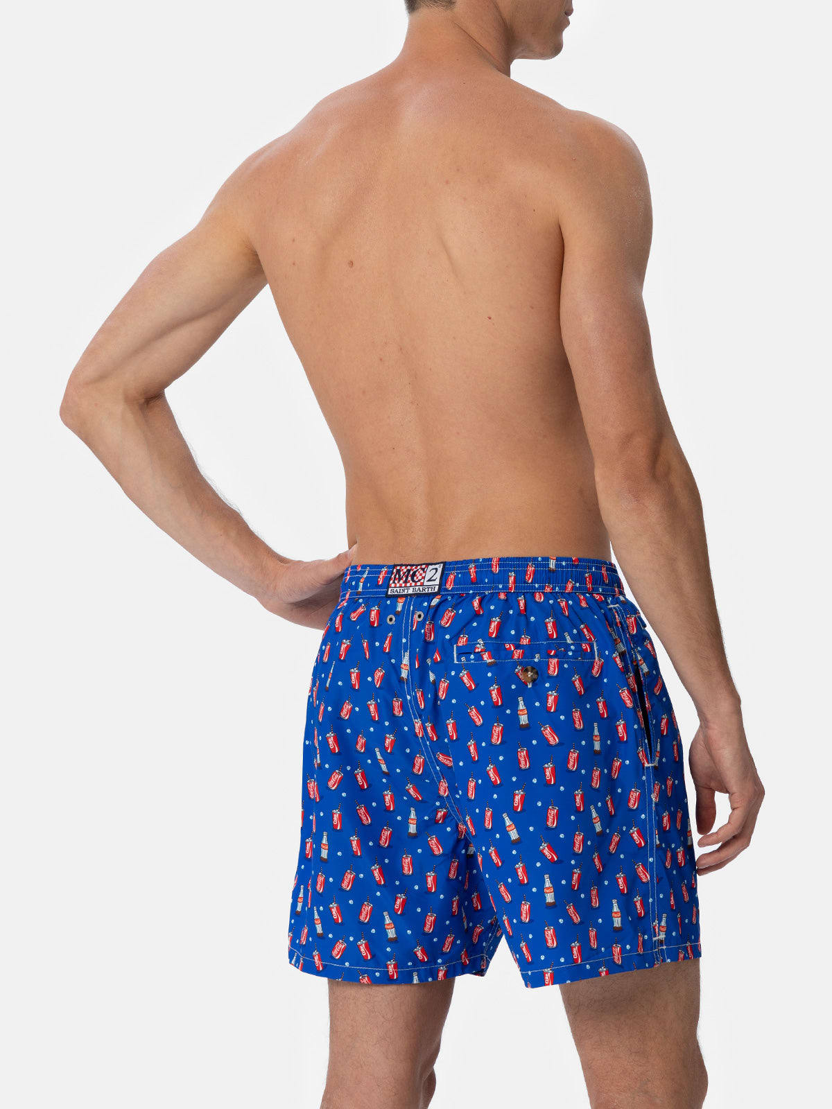 MC2 SAINT BARTH MAN LIGHTWEIGHT FABRIC SWIM-SHORTS LIGHTING MICRO FANTASY WITH COCA COLA PRINT THE COCA COLA COMPANY
