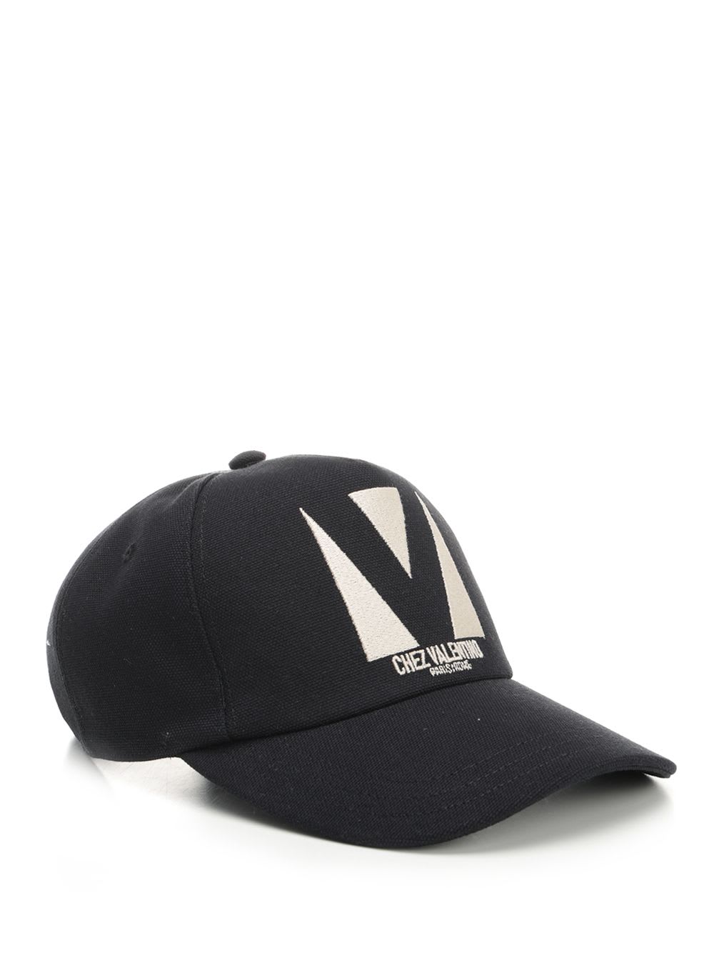 Valentino Garavani Black Baseball Cap With Butter Logo In Adjustable Cotton Women In Black