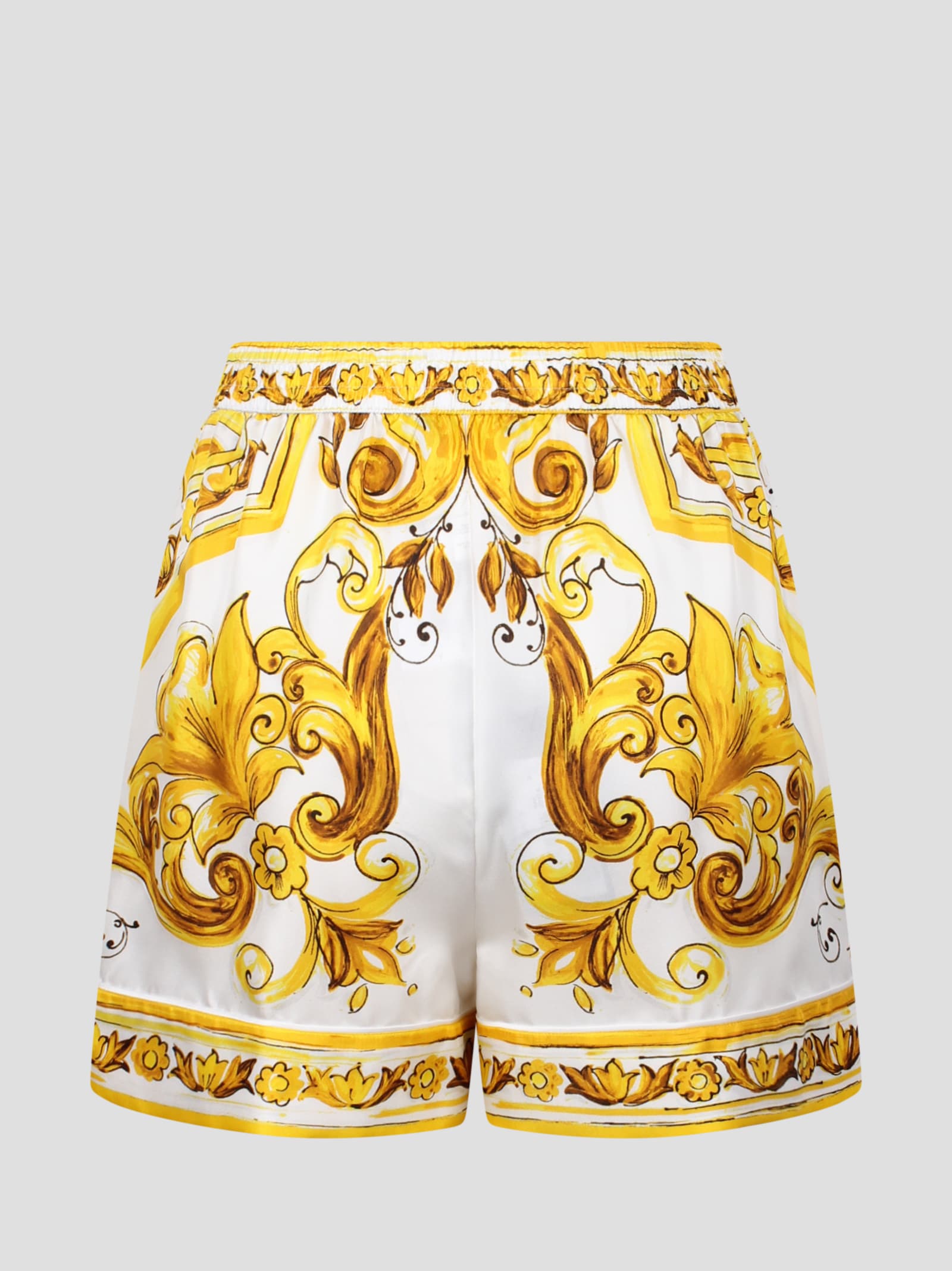 Shop Dolce & Gabbana Majolica-print Silk Shorts