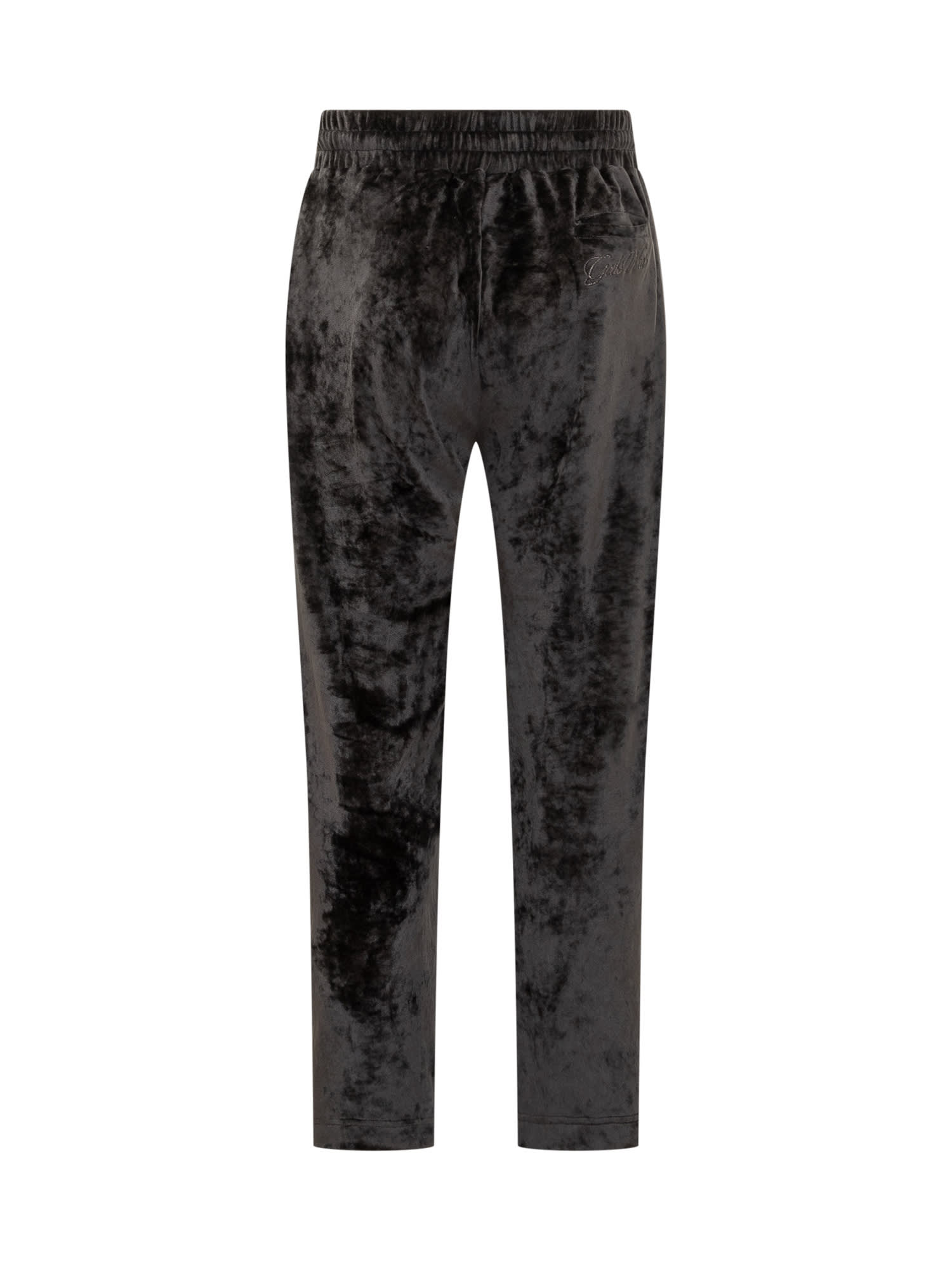 Shop Gcds Velvet Pants In Black