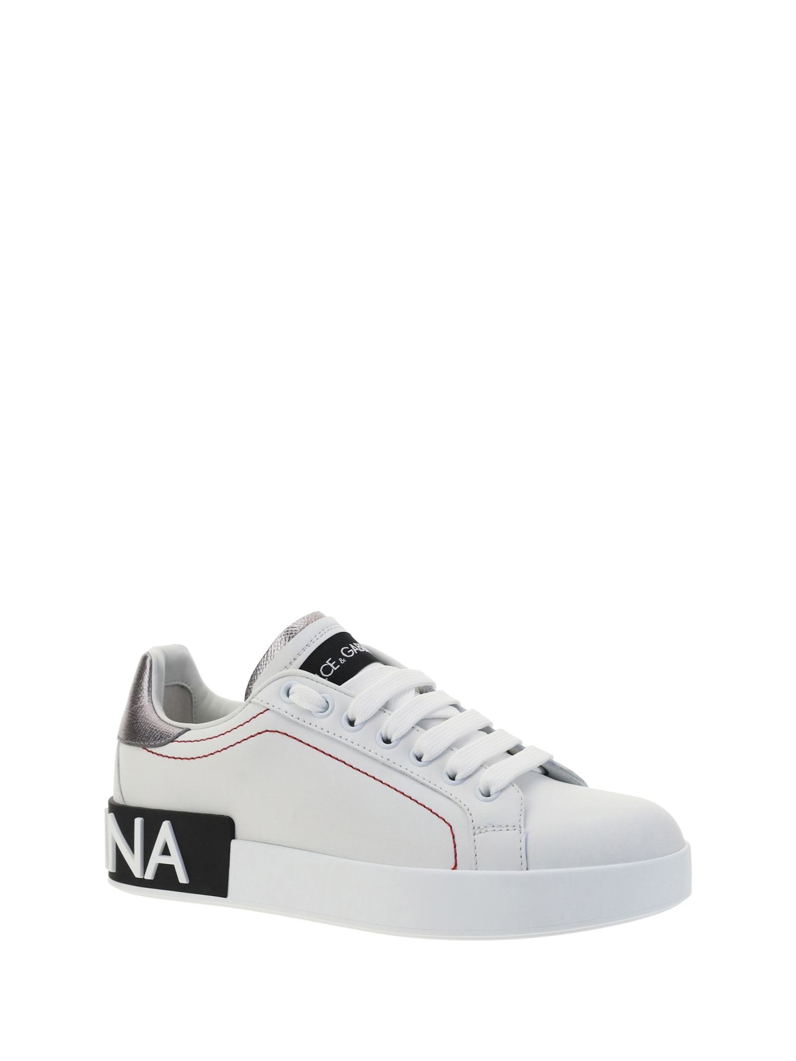 Shop Dolce & Gabbana Sneakers In Bianco/argento