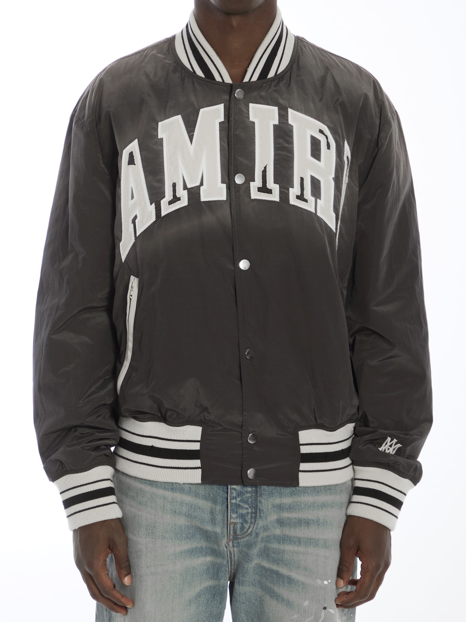 Shop Amiri Sun Faded Bomber Jacket In Black