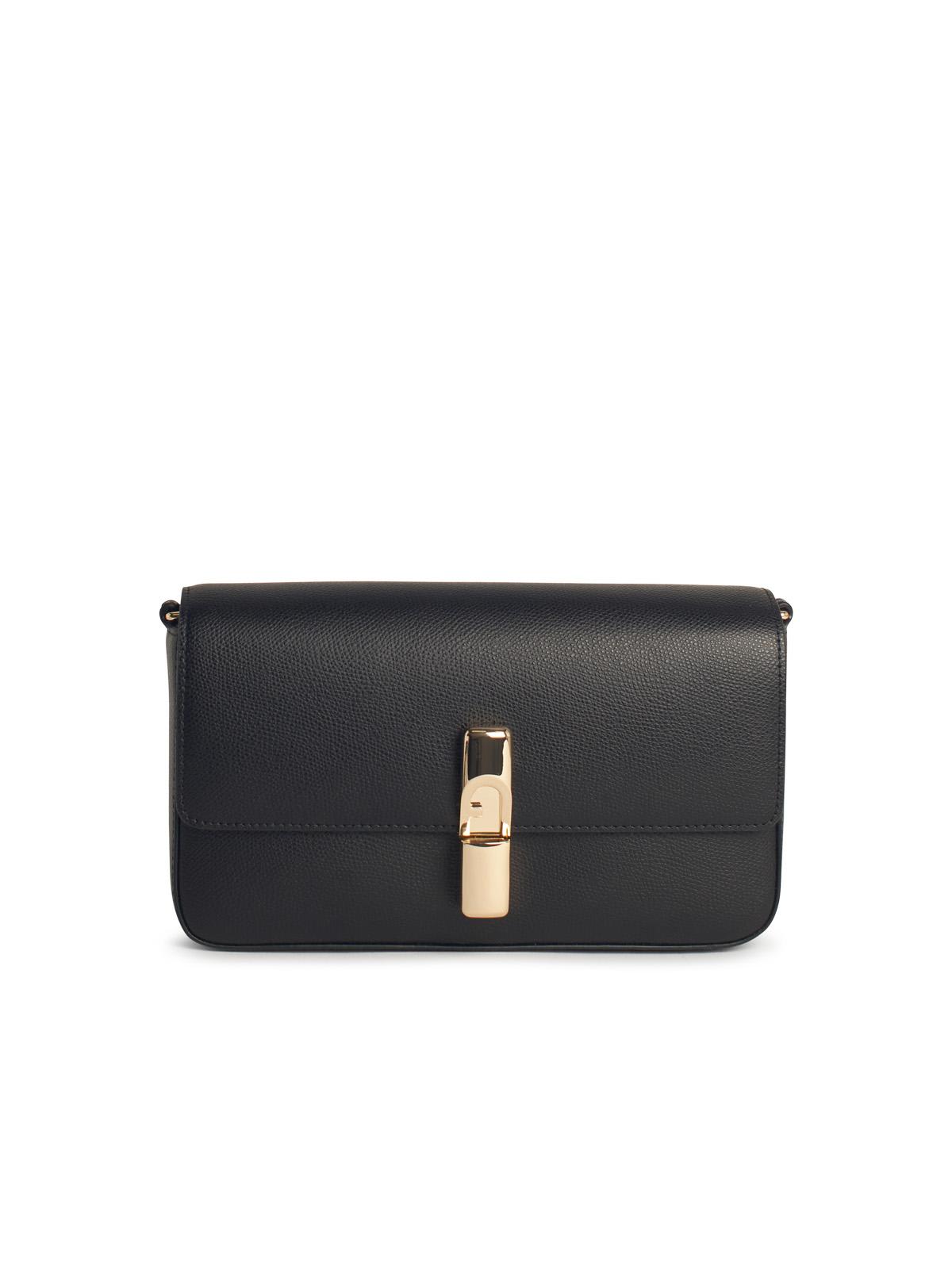 Furla Iride Clasp-fastening Leather Shoulder Bag In Black