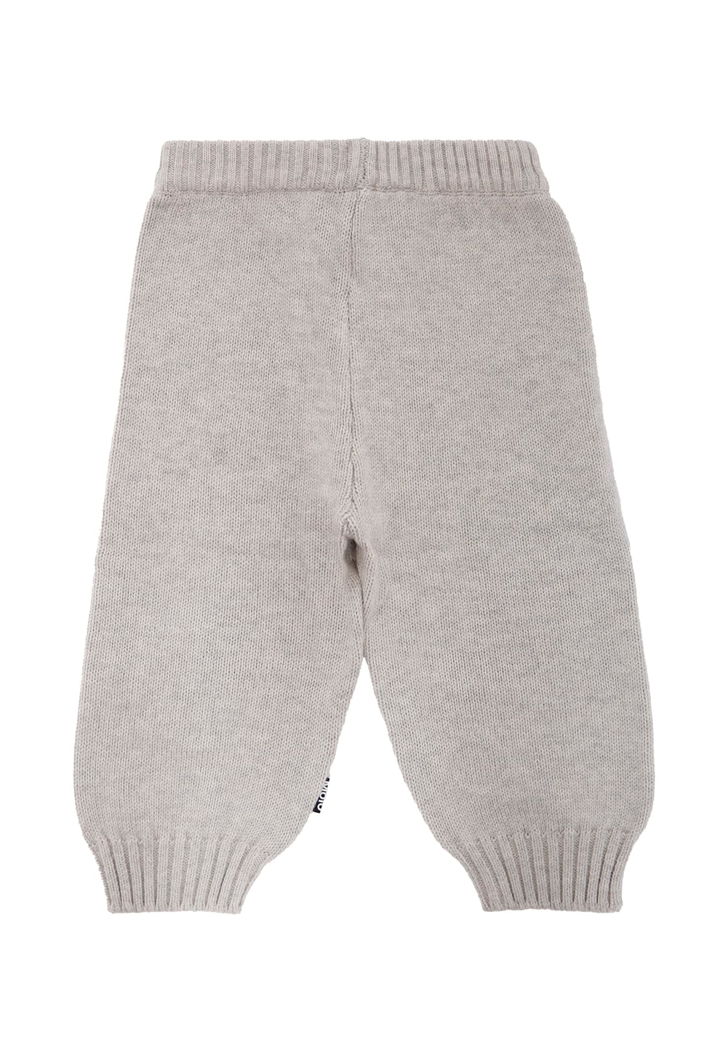 Molo Beige Trousers For Babykids With Hands In Green