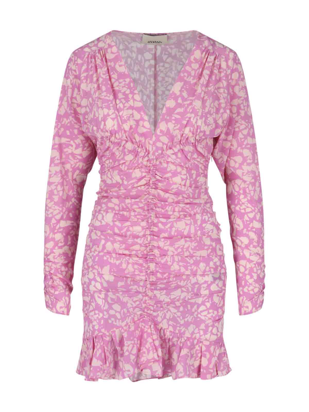 Isabel Marant Lara V-neck Floral Mini Dress In Pink