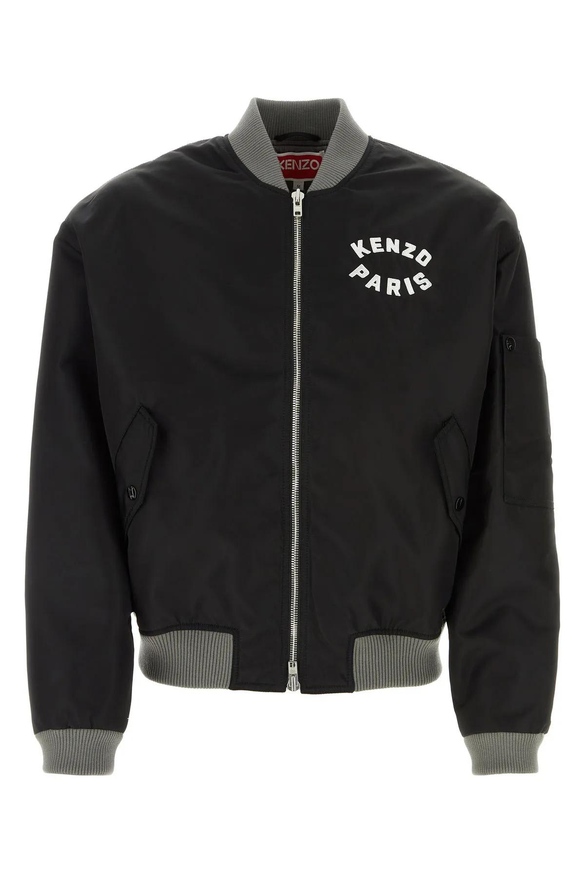 Shop Kenzo Black Nylon Bomber Jacket