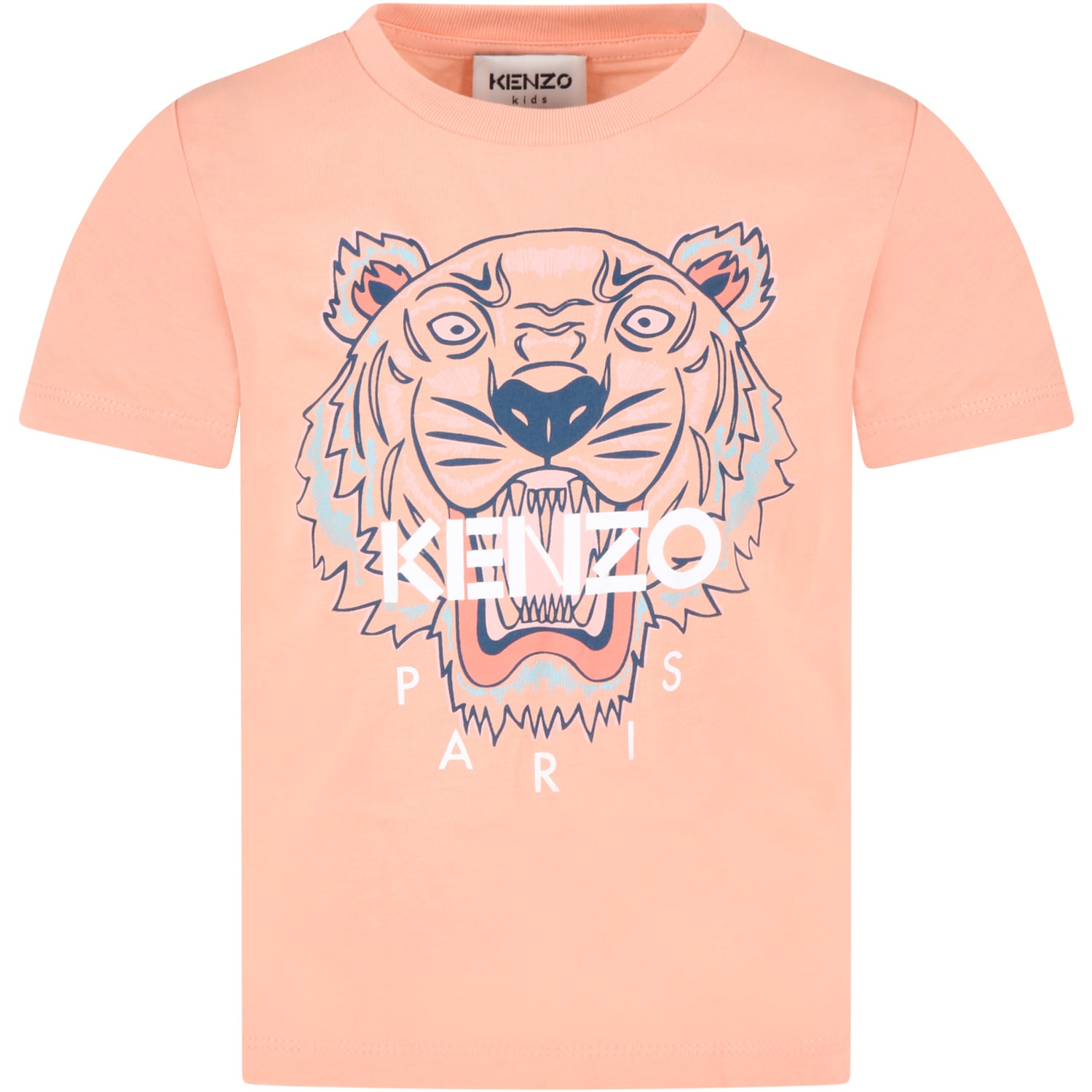 Kenzo Kids Pink T-shirt For Girl With Tiger