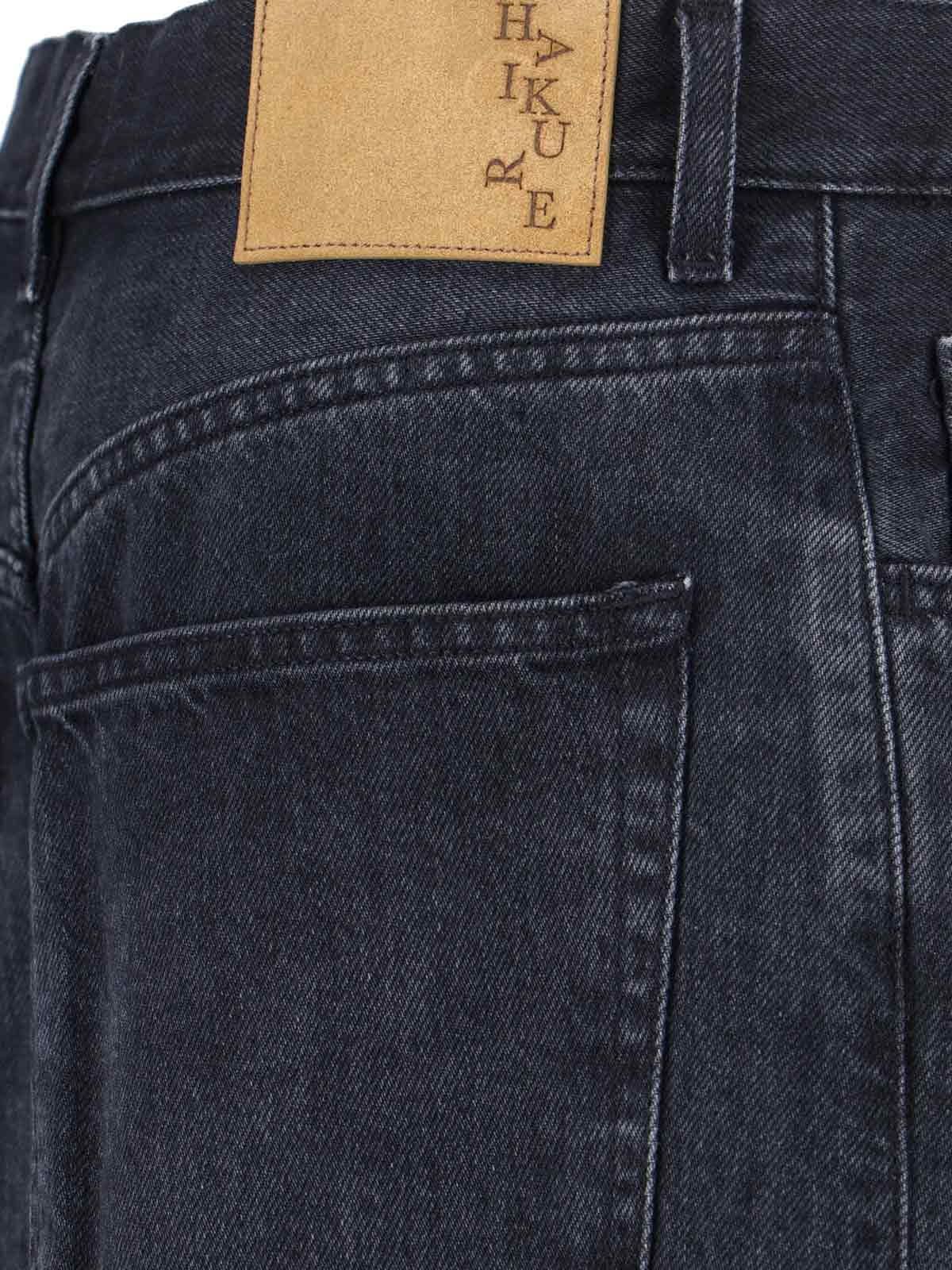 Haikure Black Jeans With Belt Loops And Logo Patch On The Rear In Black