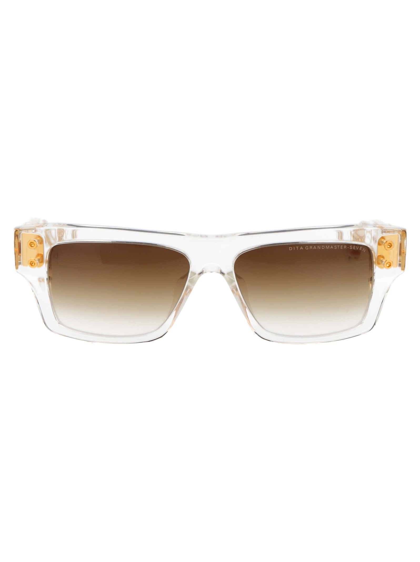 Shop Dita Grandmaster-seven Sunglasses In Crystal Clear - Yellow Gold Gradient