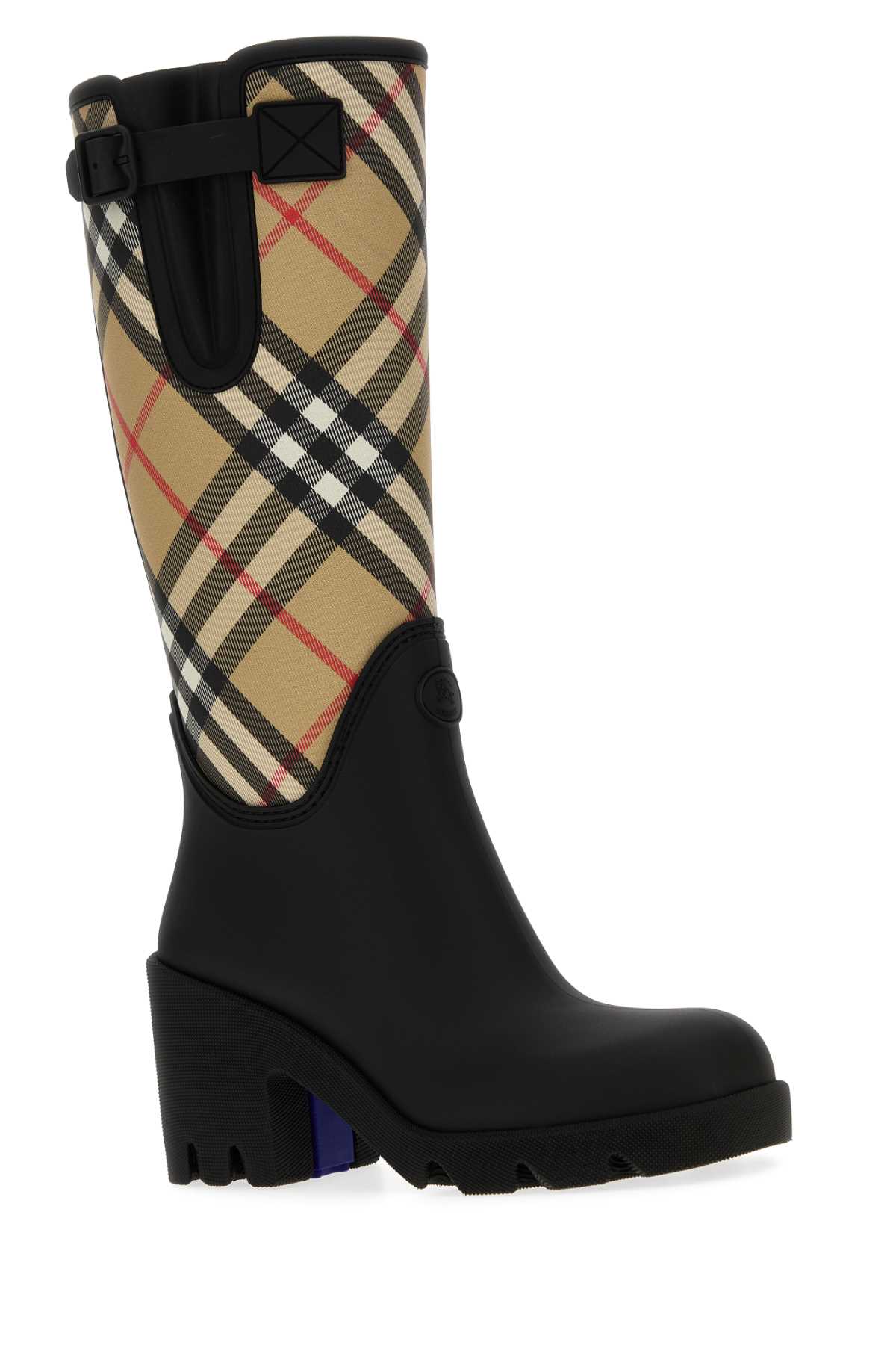 Burberry Canvas And Rubber Boots With Buckle Detail In Black