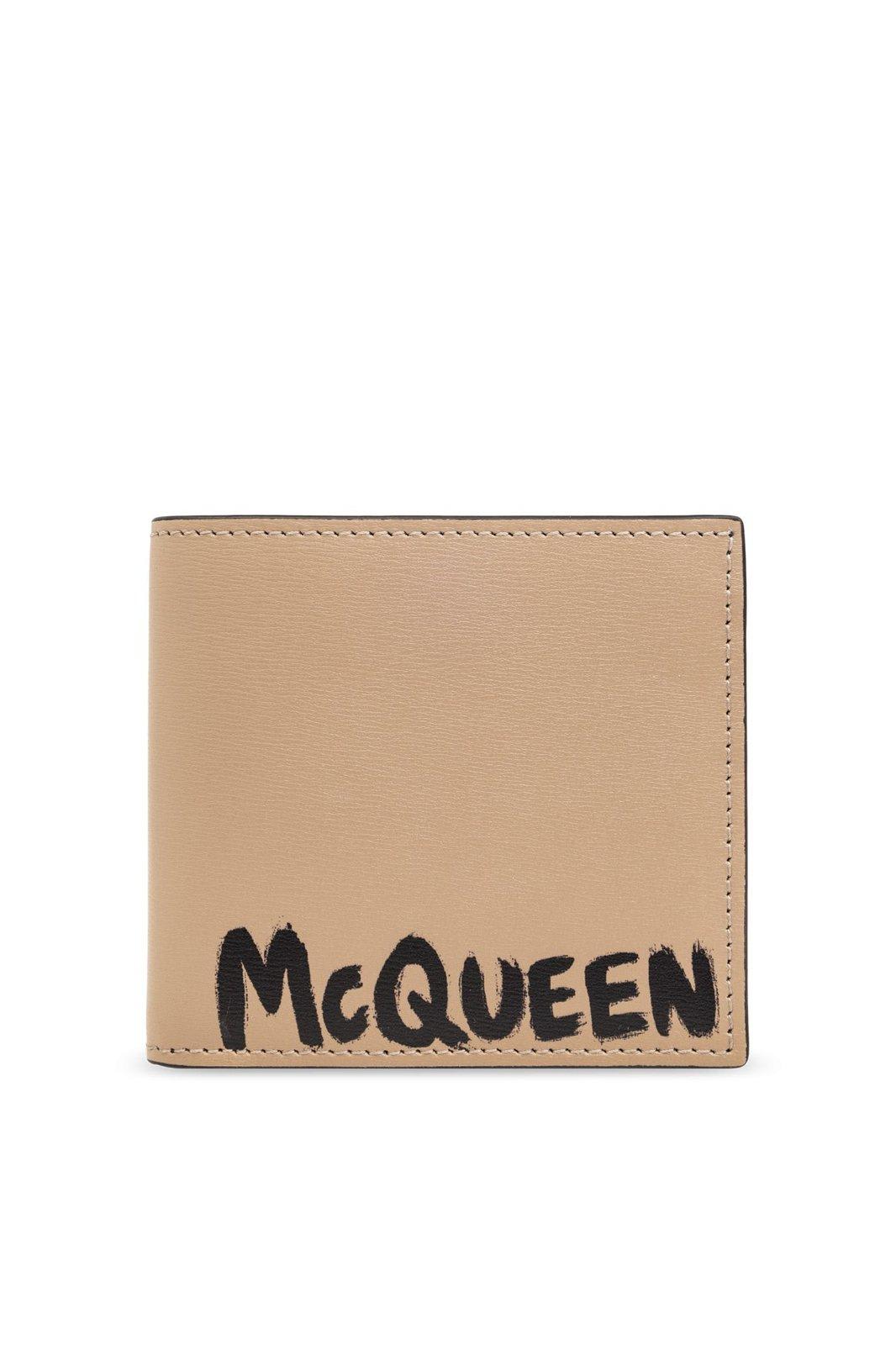 Shop Alexander Mcqueen Logo Billfold Wallet In Beige