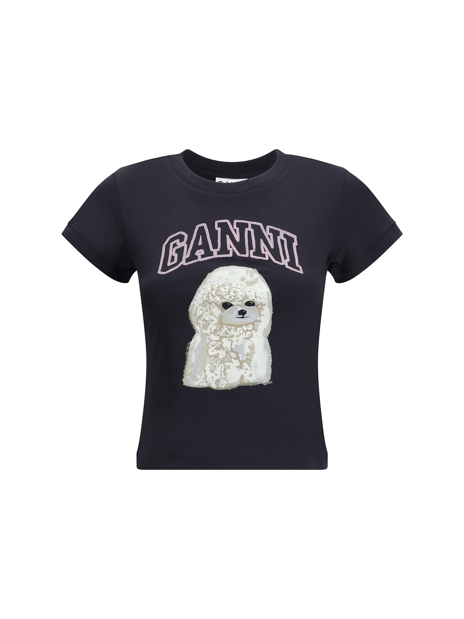 Ganni T-shirt In Cotone Ardesia   Donna In Black