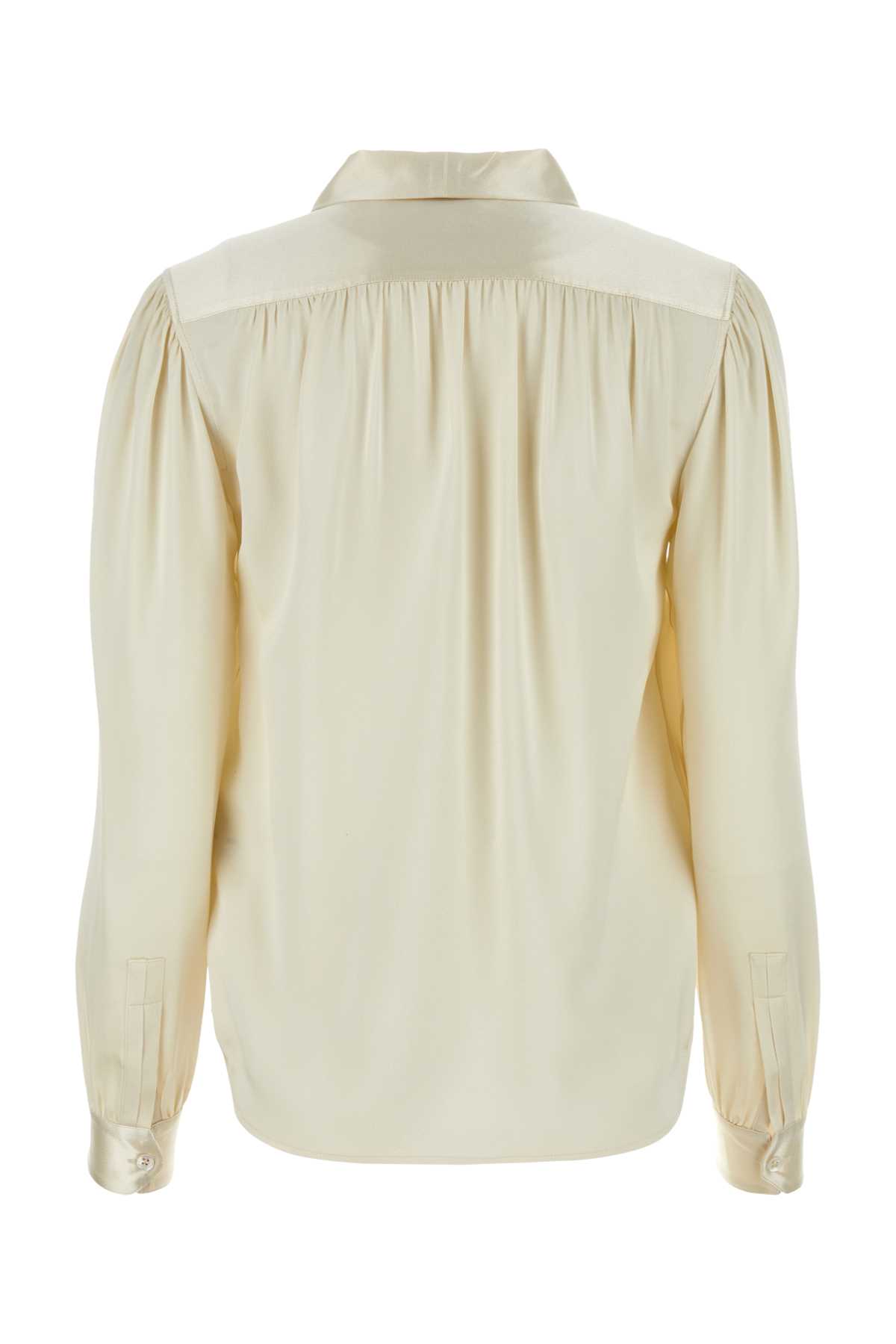 Shop Saint Laurent Ivory Silk Blouse In Craie