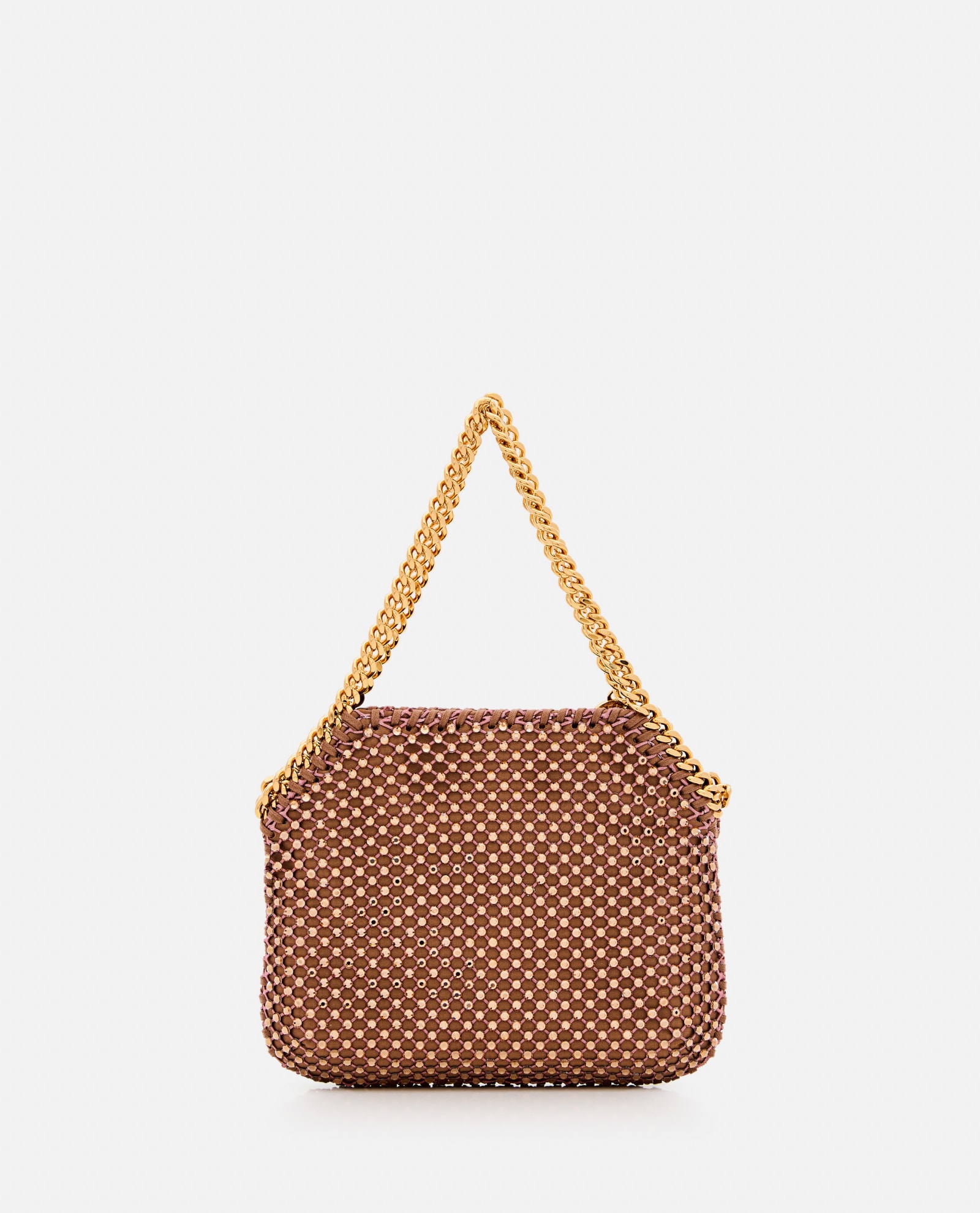 Shop Stella Mccartney Mini Crystals And Mesh Shoulder Bag In Brown