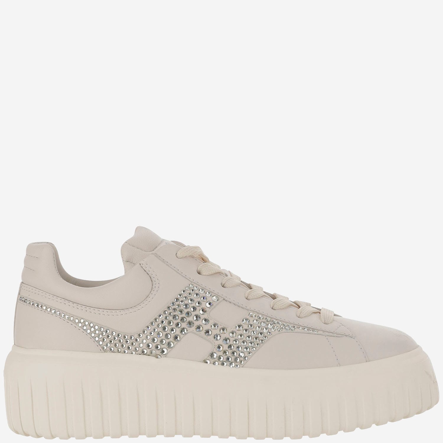 Hogan H-stripes Leather Sneakers In Neutral