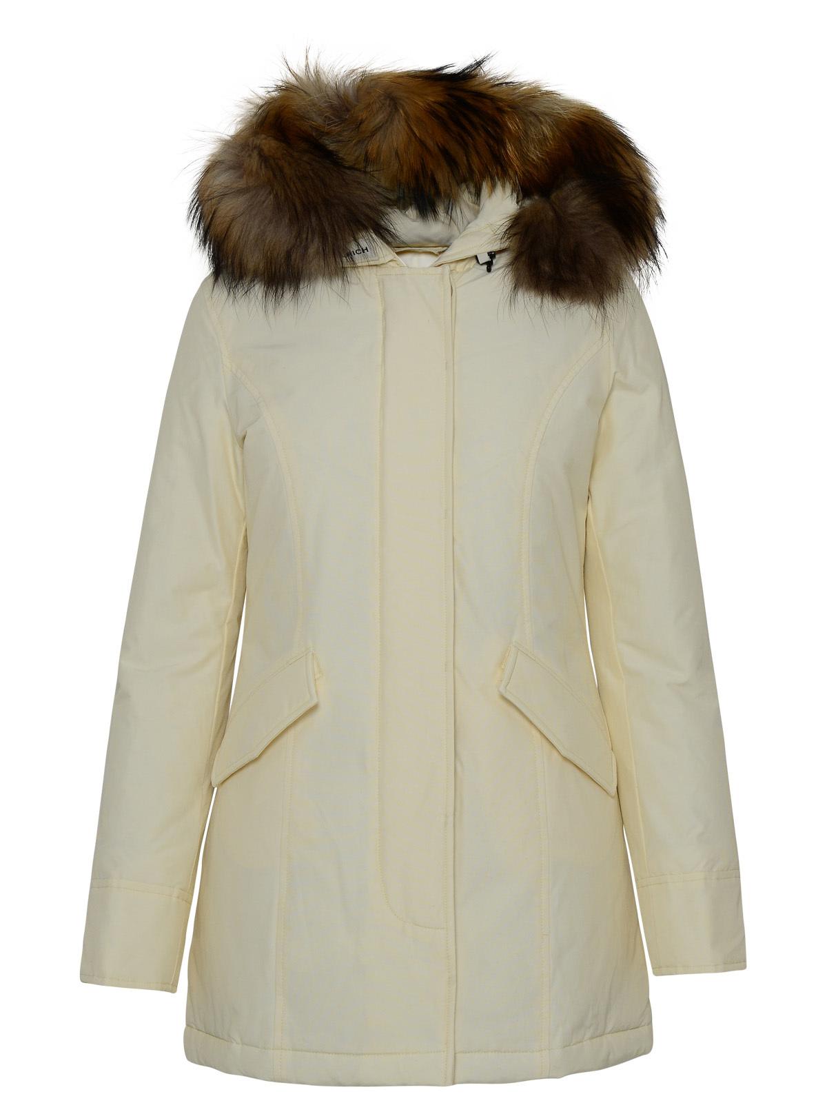 WOOLRICH ARTIC WHITE COTTON BLEND PARKA 