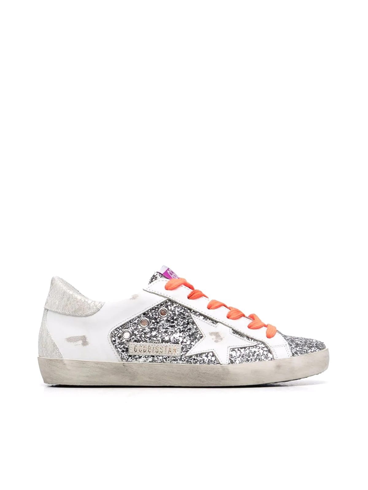 Golden Goose Super-star Glitter And Leather Upper Leather Star Phyton Print Leather Heel And Spur