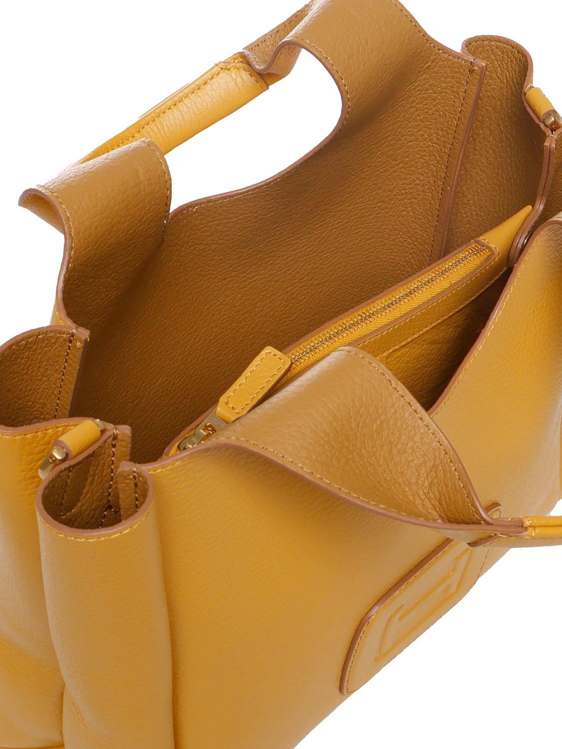 Shop Hogan Medium H-bag Logo-embossed Top Handle Bag In Yellow