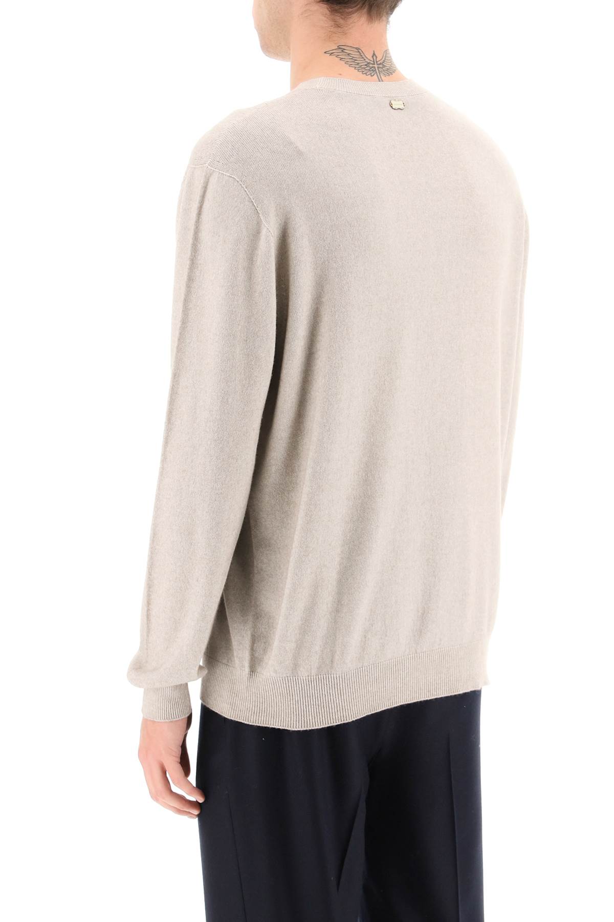 Shop Agnona Cotton And Cashmere Sweater In Stone (beige)