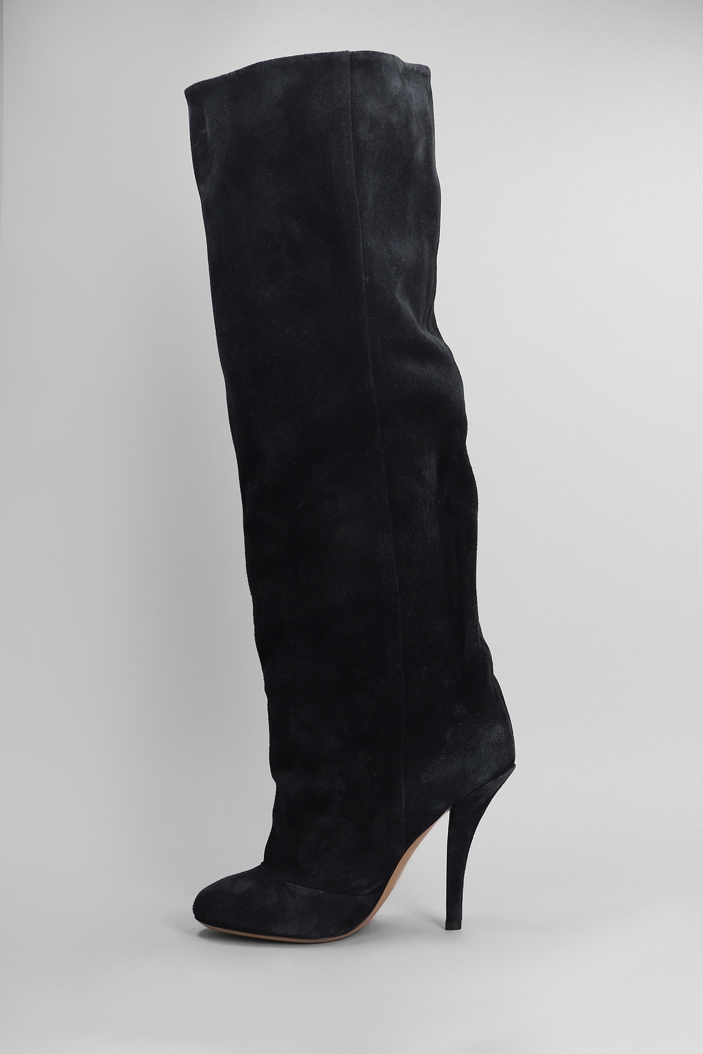 PARIS TEXAS ESTHER BOOT 105 HIGH HEELS BOOTS IN BLACK SUEDE 